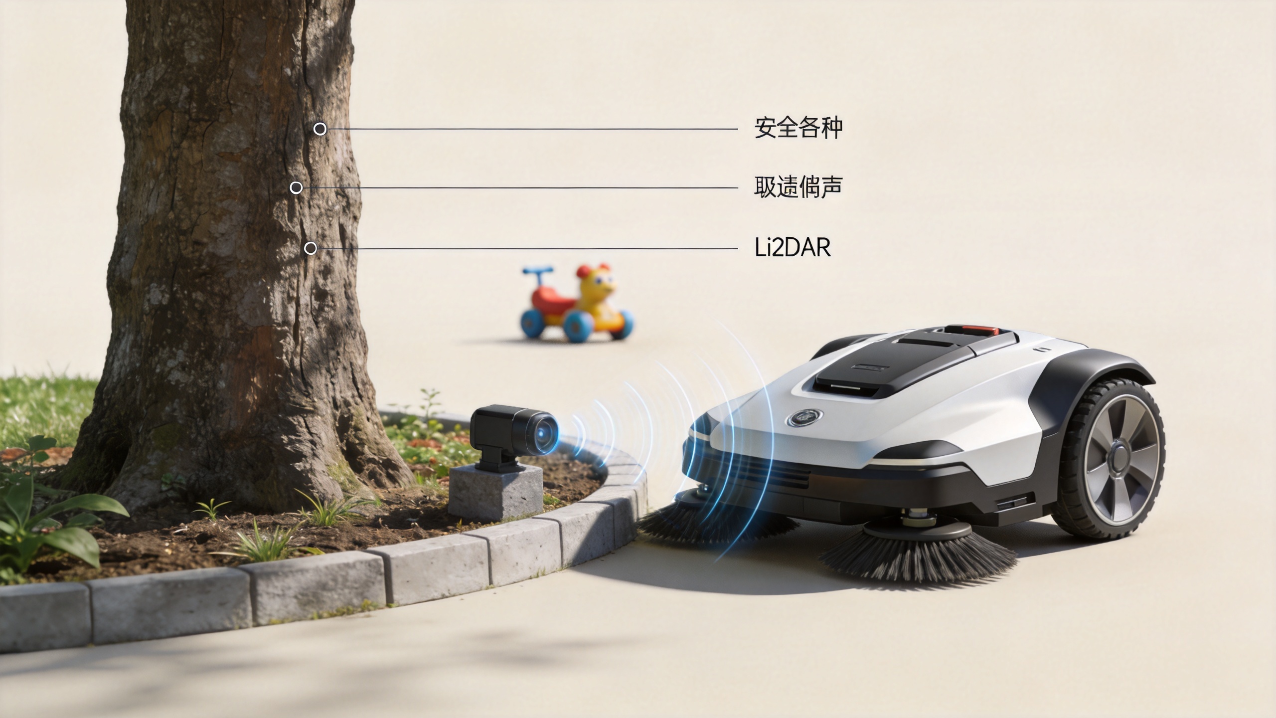 Robot lawnmower using sensor awareness to detect obstacles on a lawn