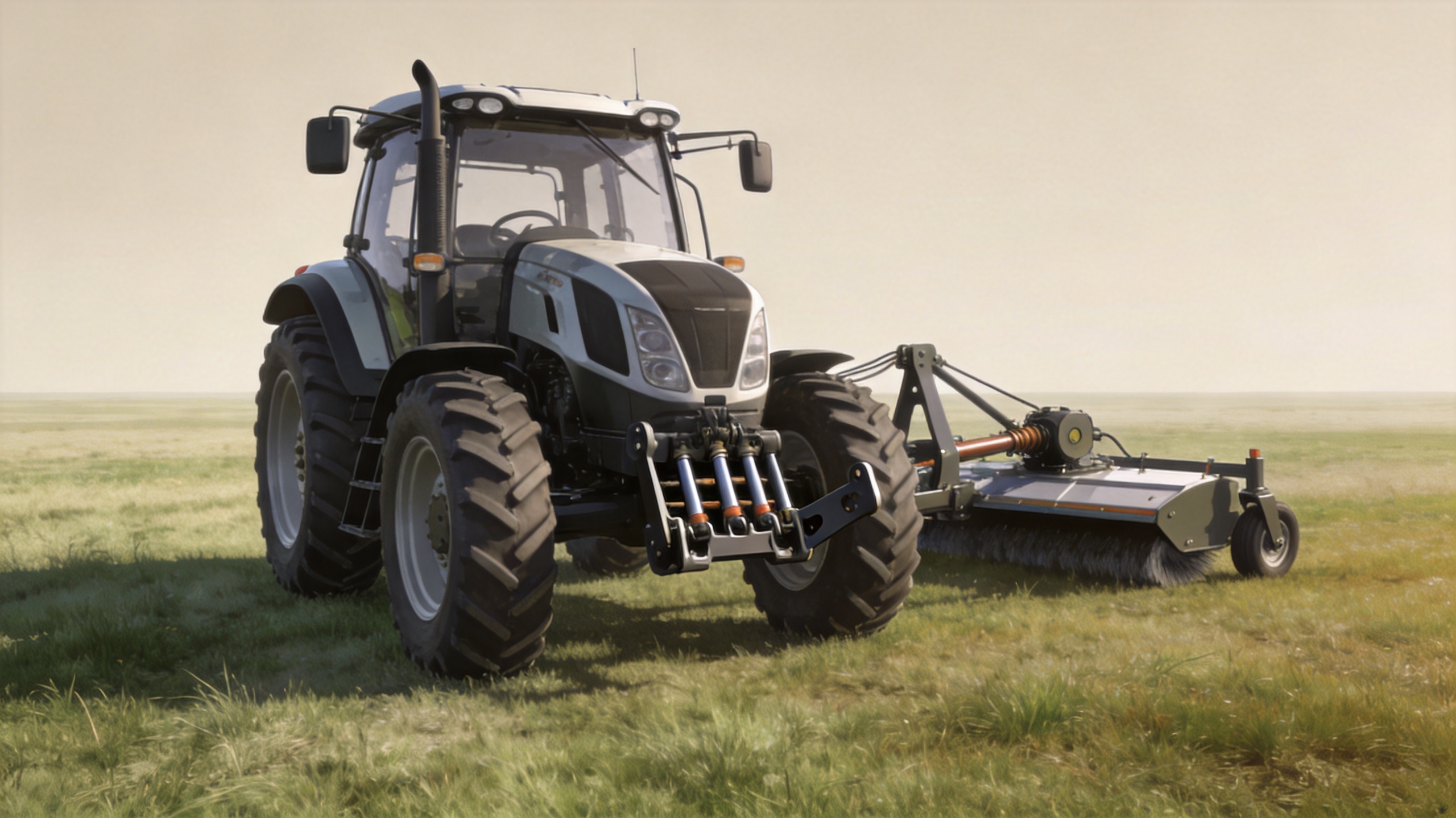 Tractor PTO-driven mower connection for diesel lawn mowers
