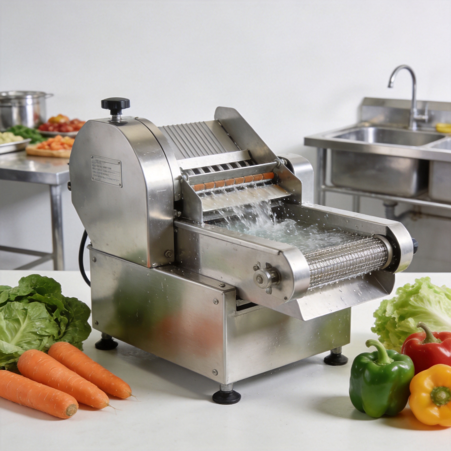 Función de la máquina para procesar verduras en la preparación moderna de alimentos