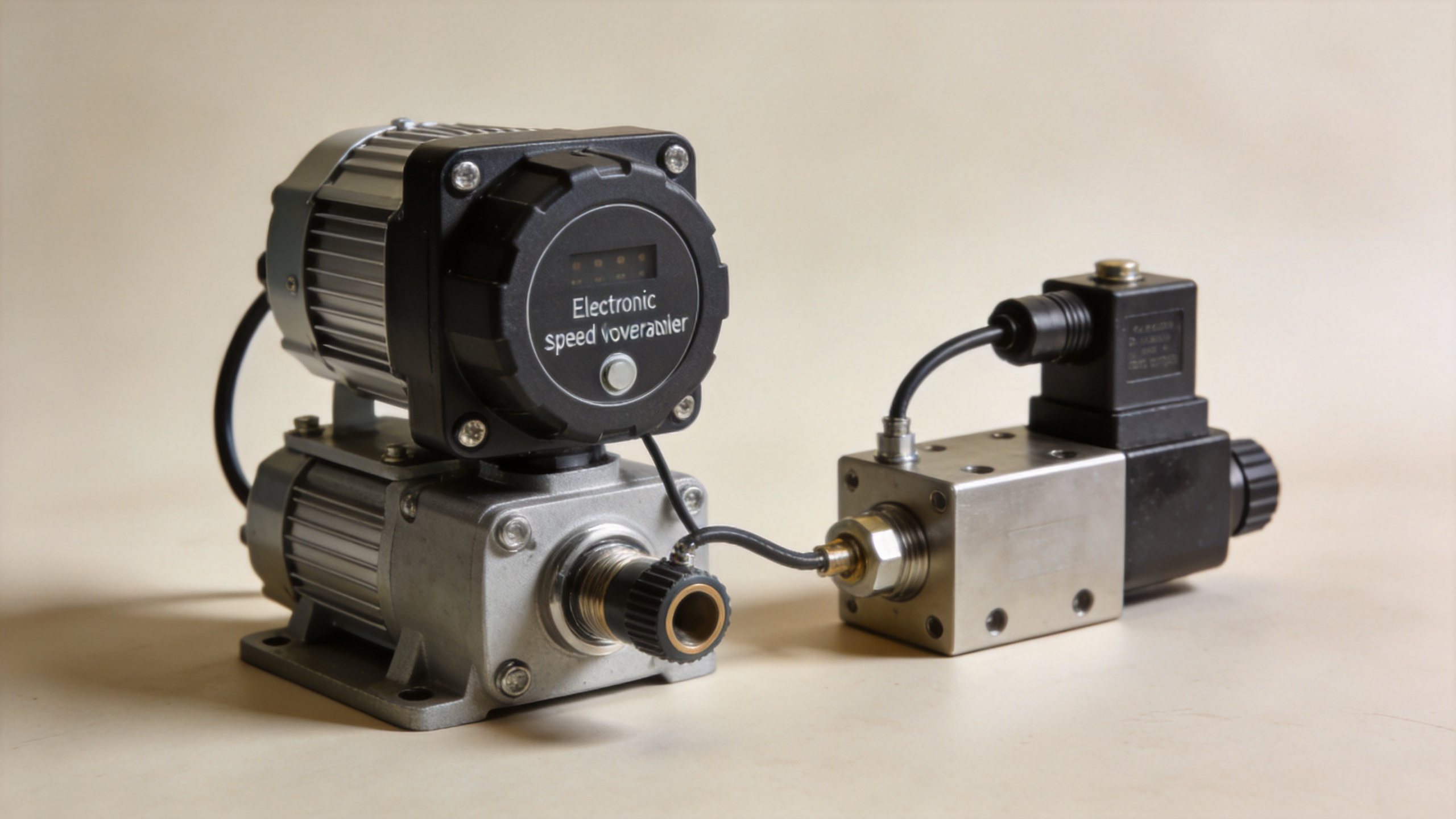 Electronic speed governor controller and actuator components for diesel generator set speed control