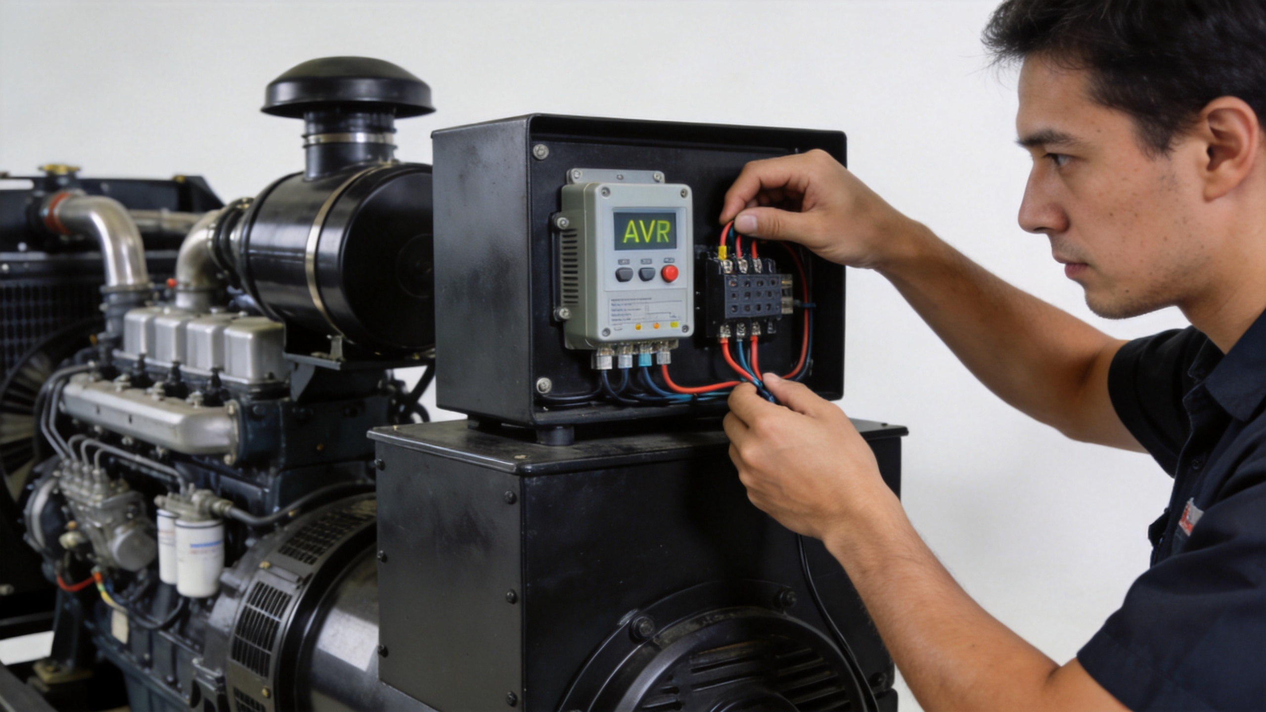 Diesel generator maintenance with automatic voltage regulator inspection
