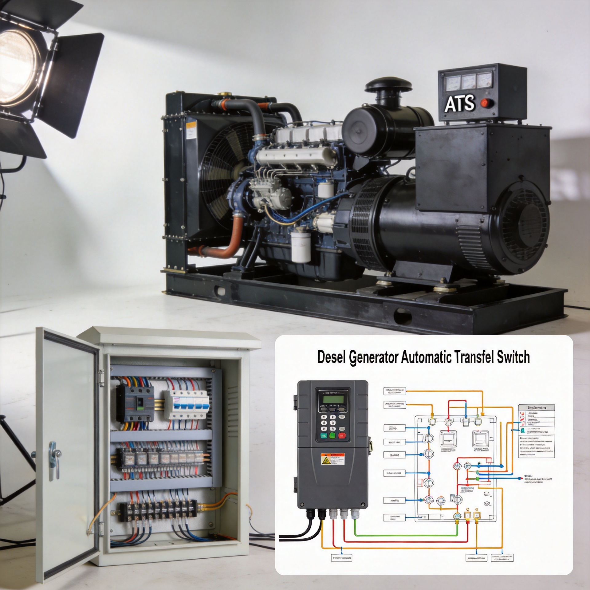 Diesel generator ATS transfer switch wiring configuration and controller connections