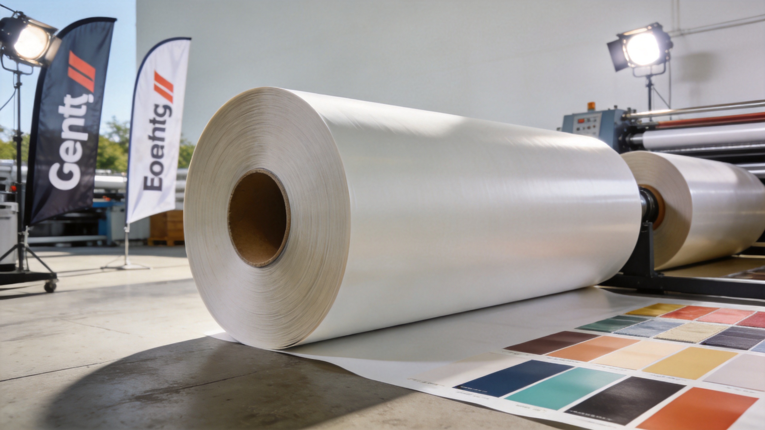 Wholesale outdoor advertising vinyl rolls in a sign-material inspection area