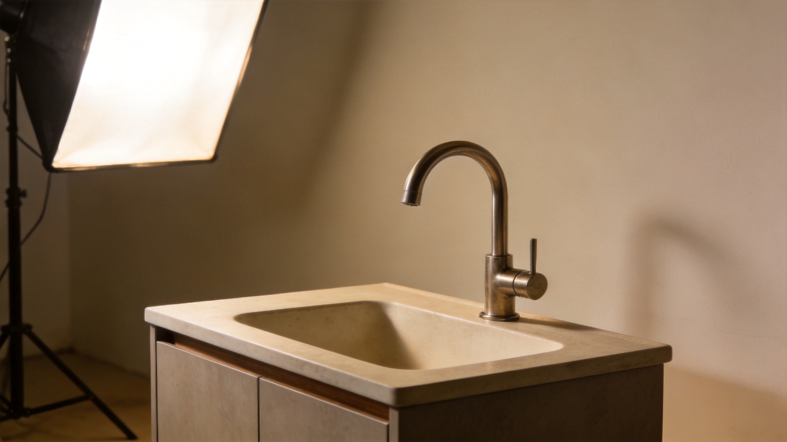 Stylish faucet bathroom model on a modern vanity