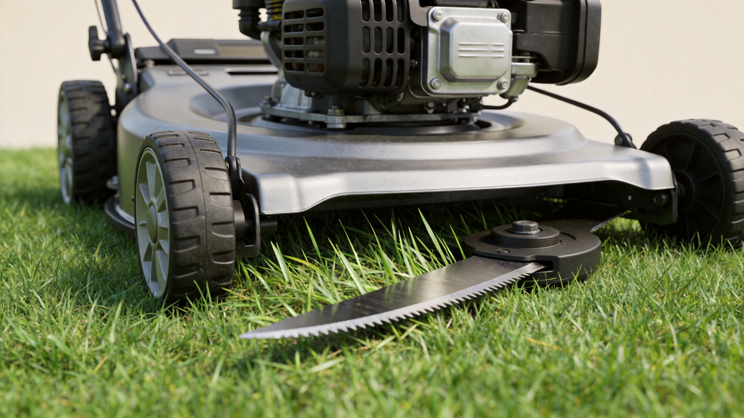 Lawn mower blade and deck for a clean grass cut