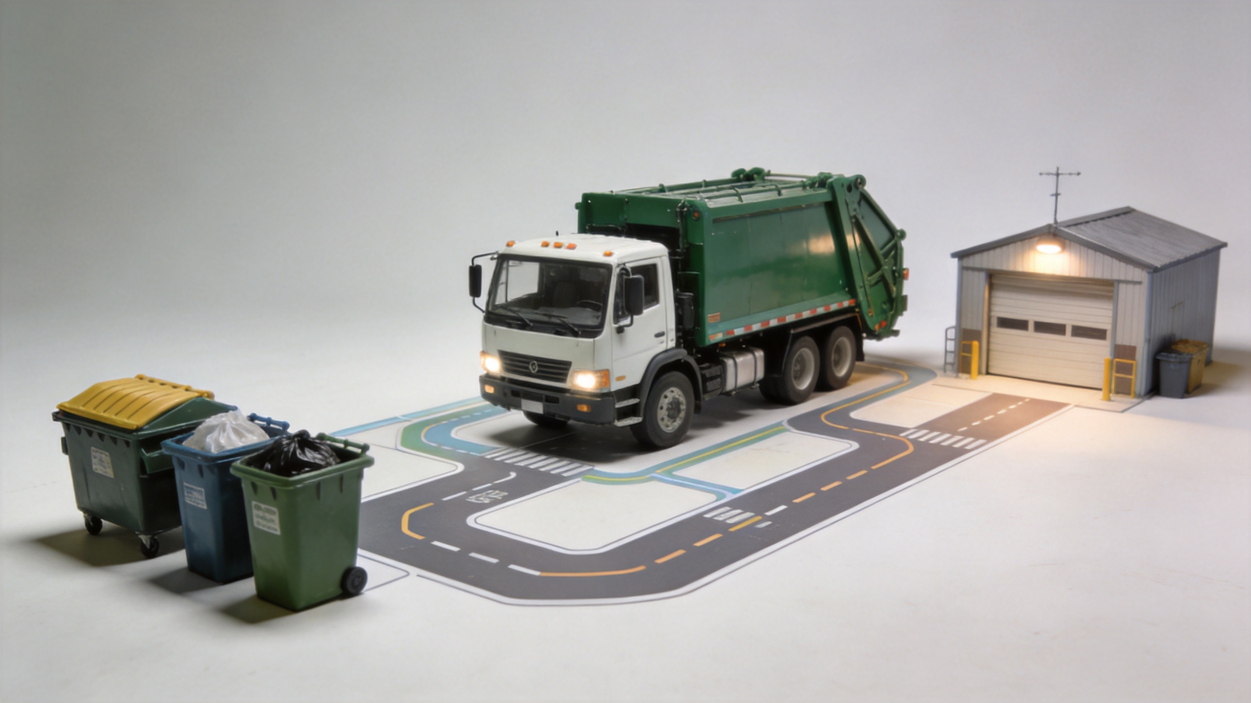 Commercial buyer evaluating a garbage collection truck route and collection setup