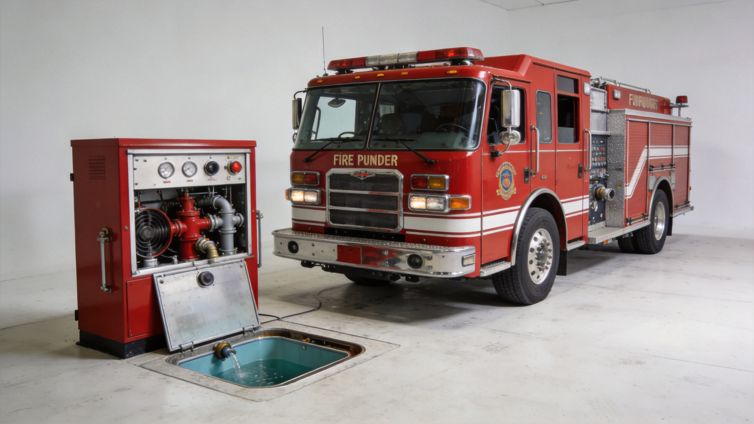 Commercial diesel pumper fire truck inspection for ecodiesel fire procurement