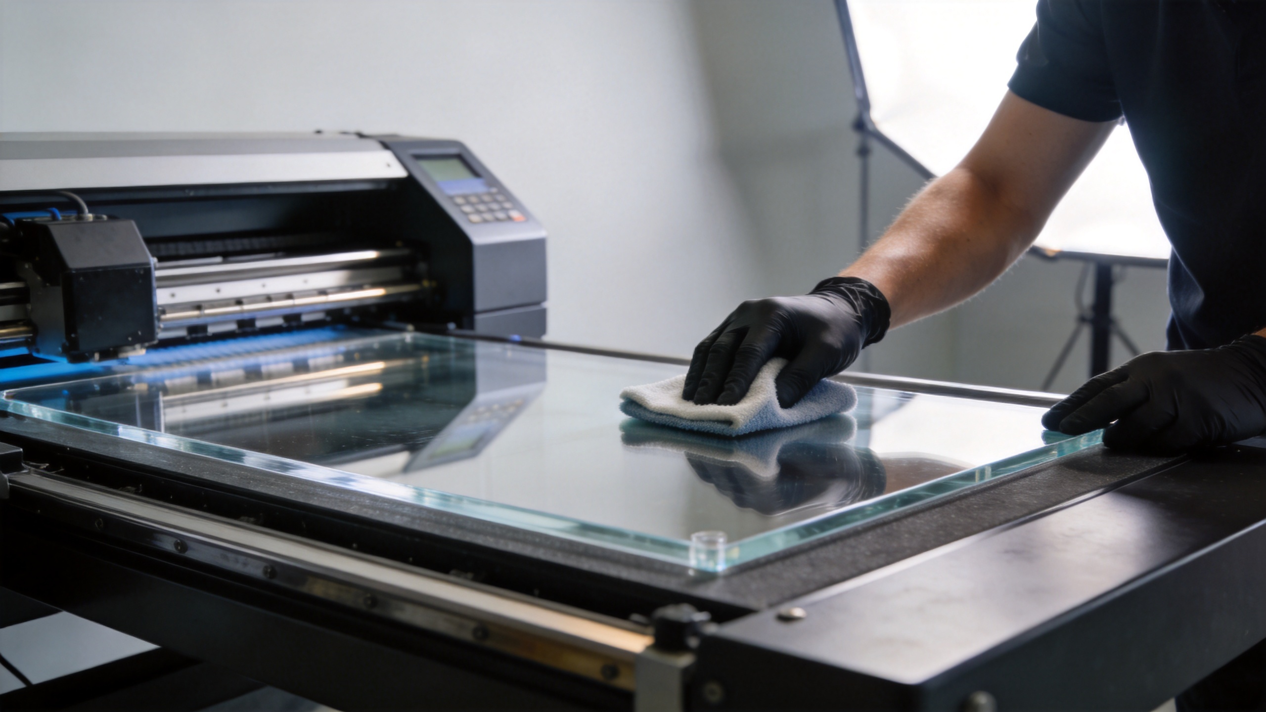 UV printer for acrylic material preparation in a print shop