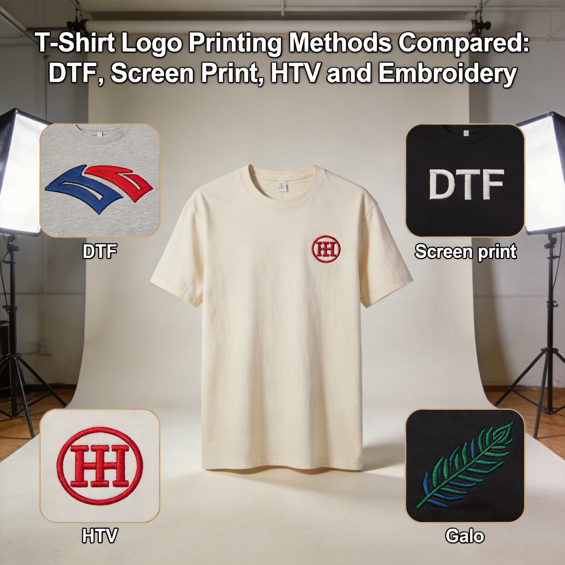 T-Shirt Logo Printing Methods Compared: DTF, Screen Print, HTV and Embroidery