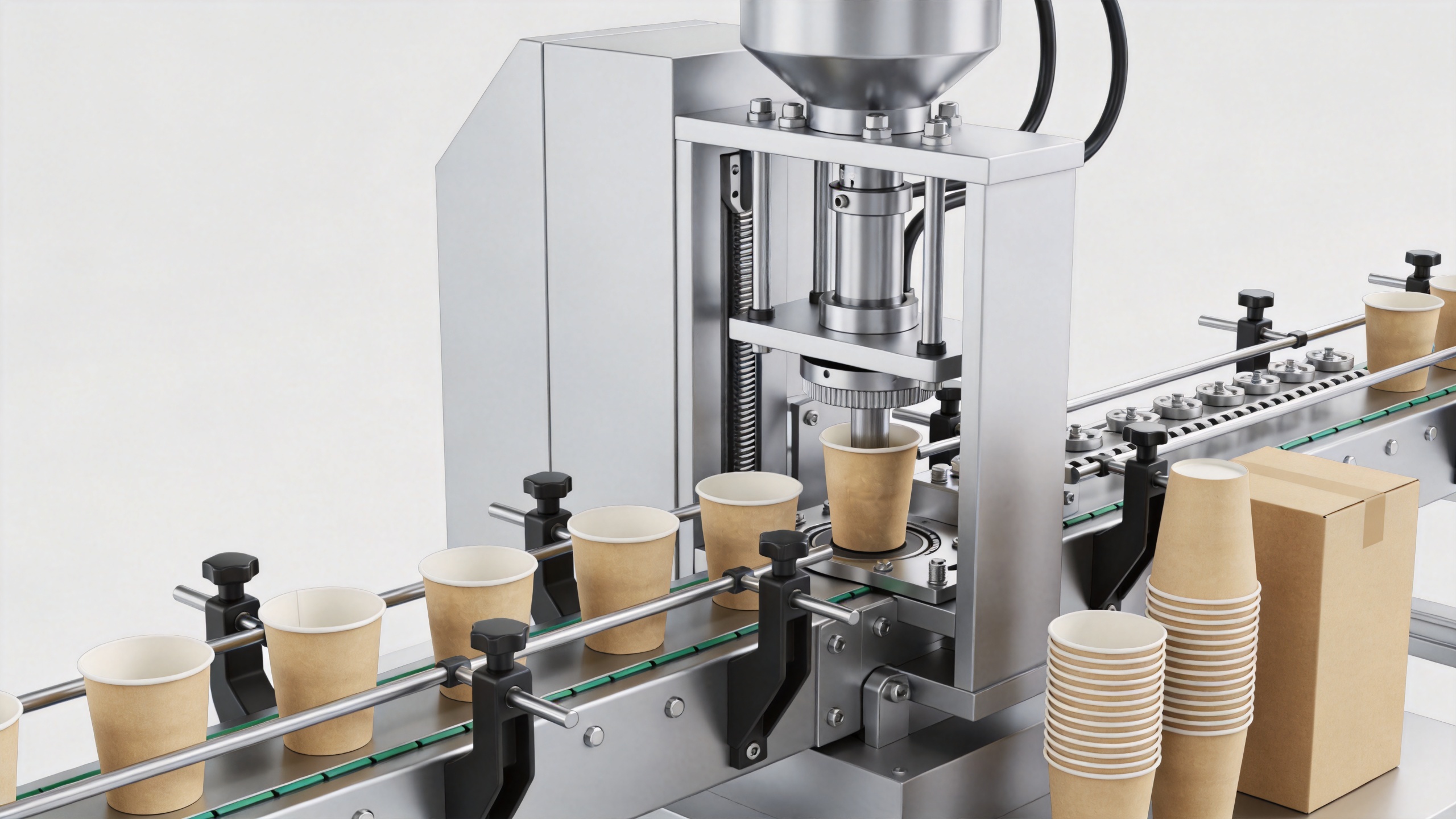 Paper cup forming machine bottom forming and knurling stations