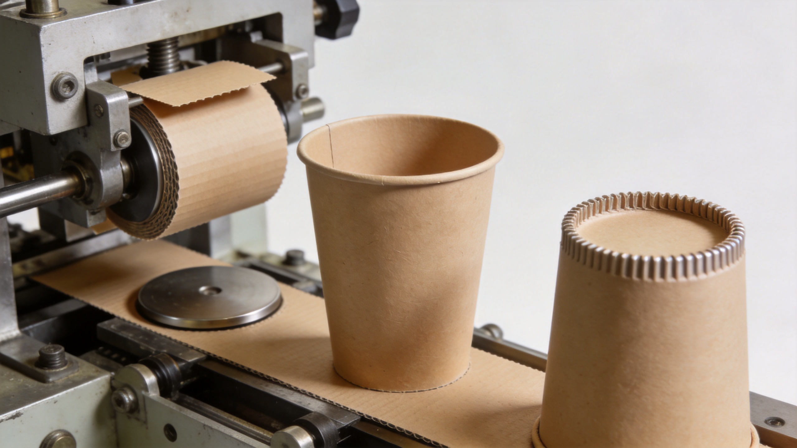Paper glass machine workflow from blank feeding to rim curling