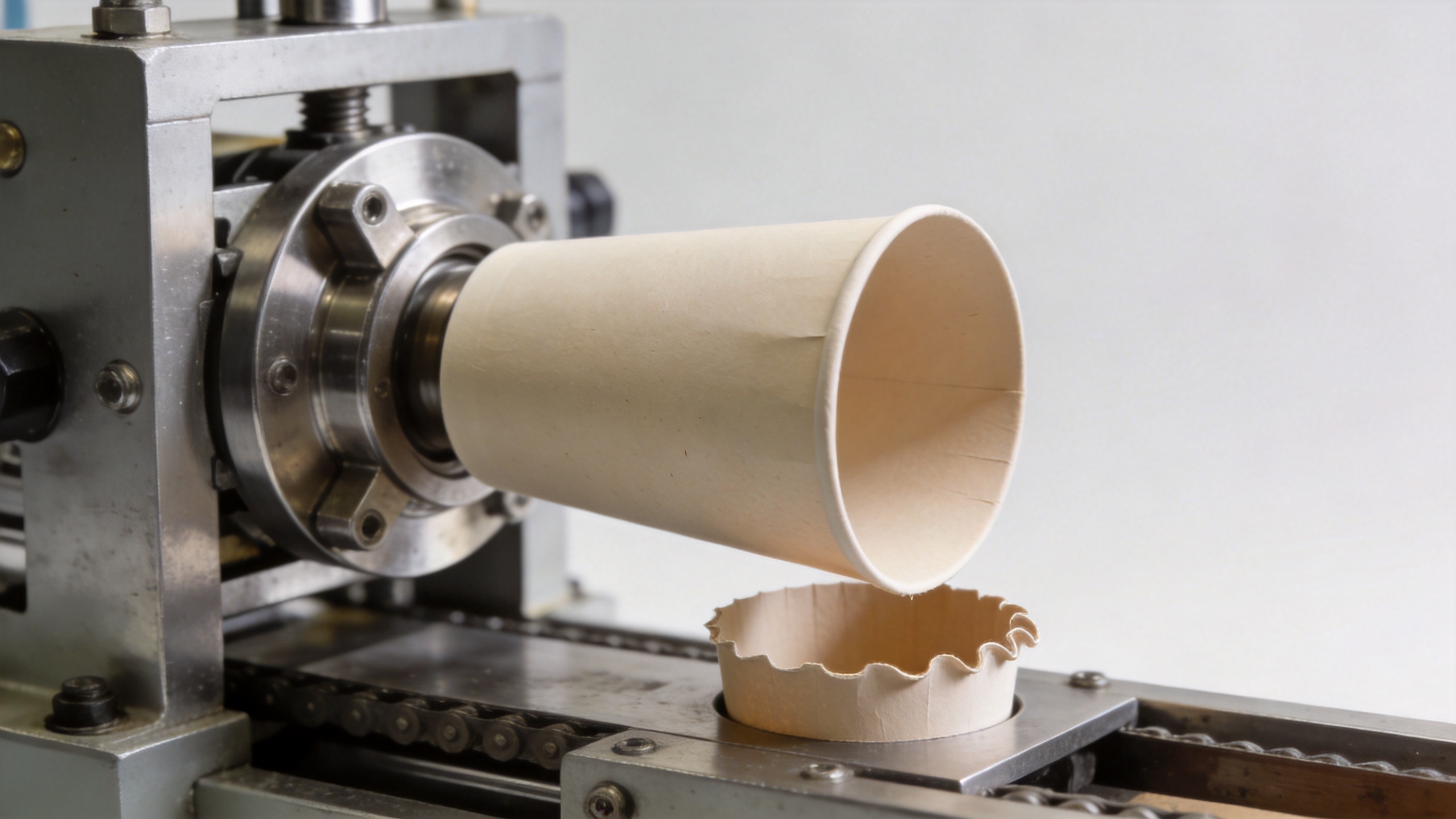 Machine for paper cup production forming and finishing workflow