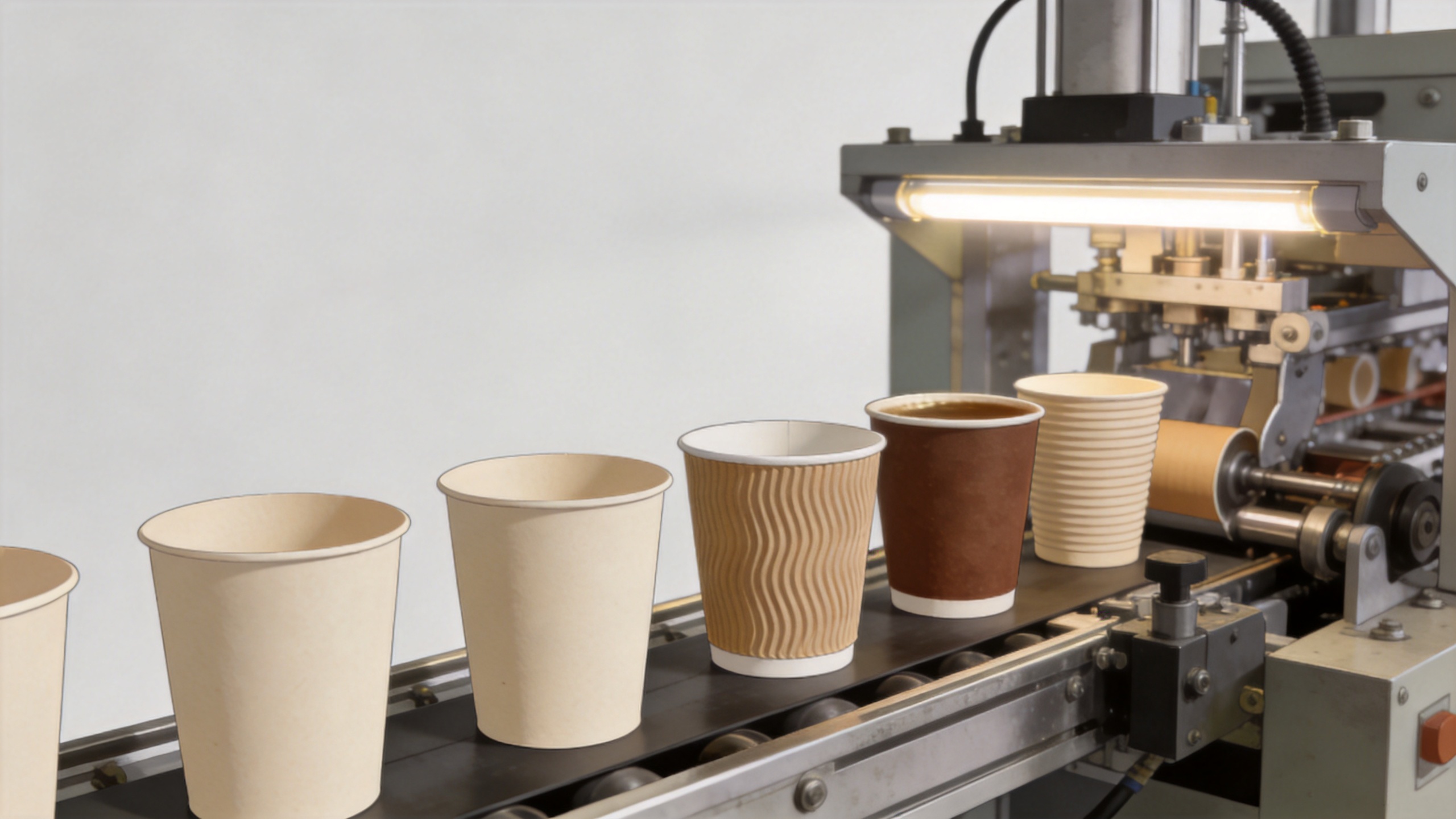 Paper cup making machine forming custom coffee and ripple paper drinkware