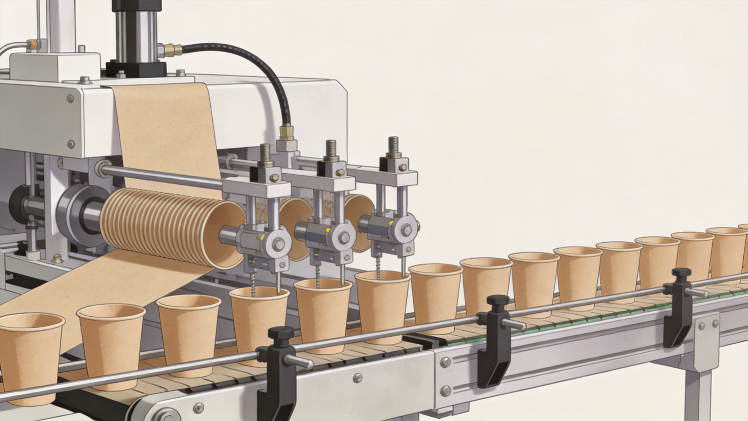 Paper cup making machine with paper feed and indexed forming stations