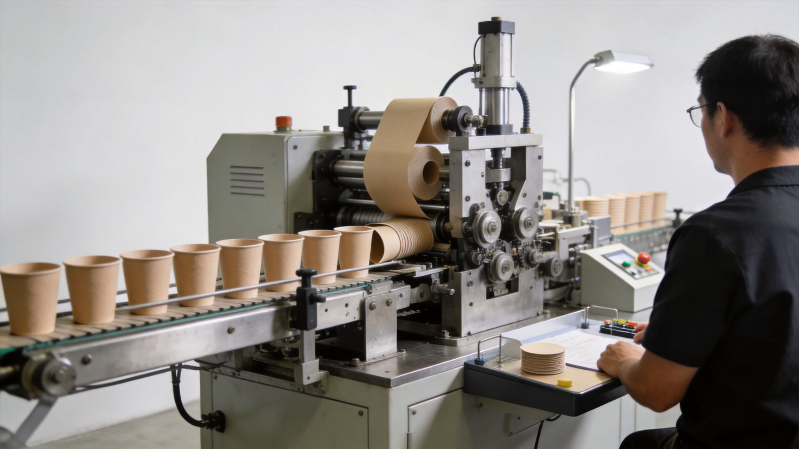 Paper glass machine forming line and quality inspection