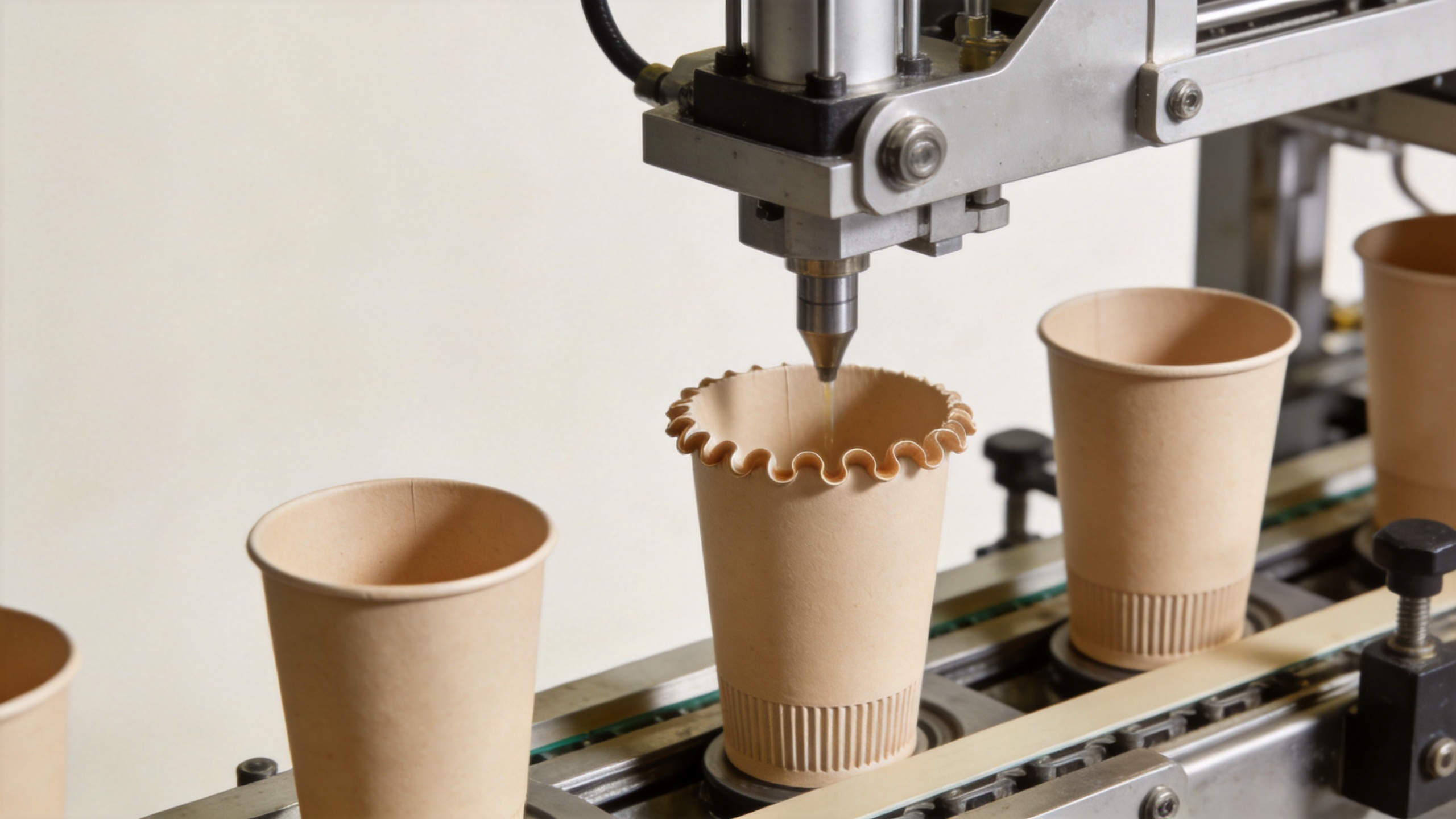 Paper cup glass making machine forming line with blank feed and cup discharge