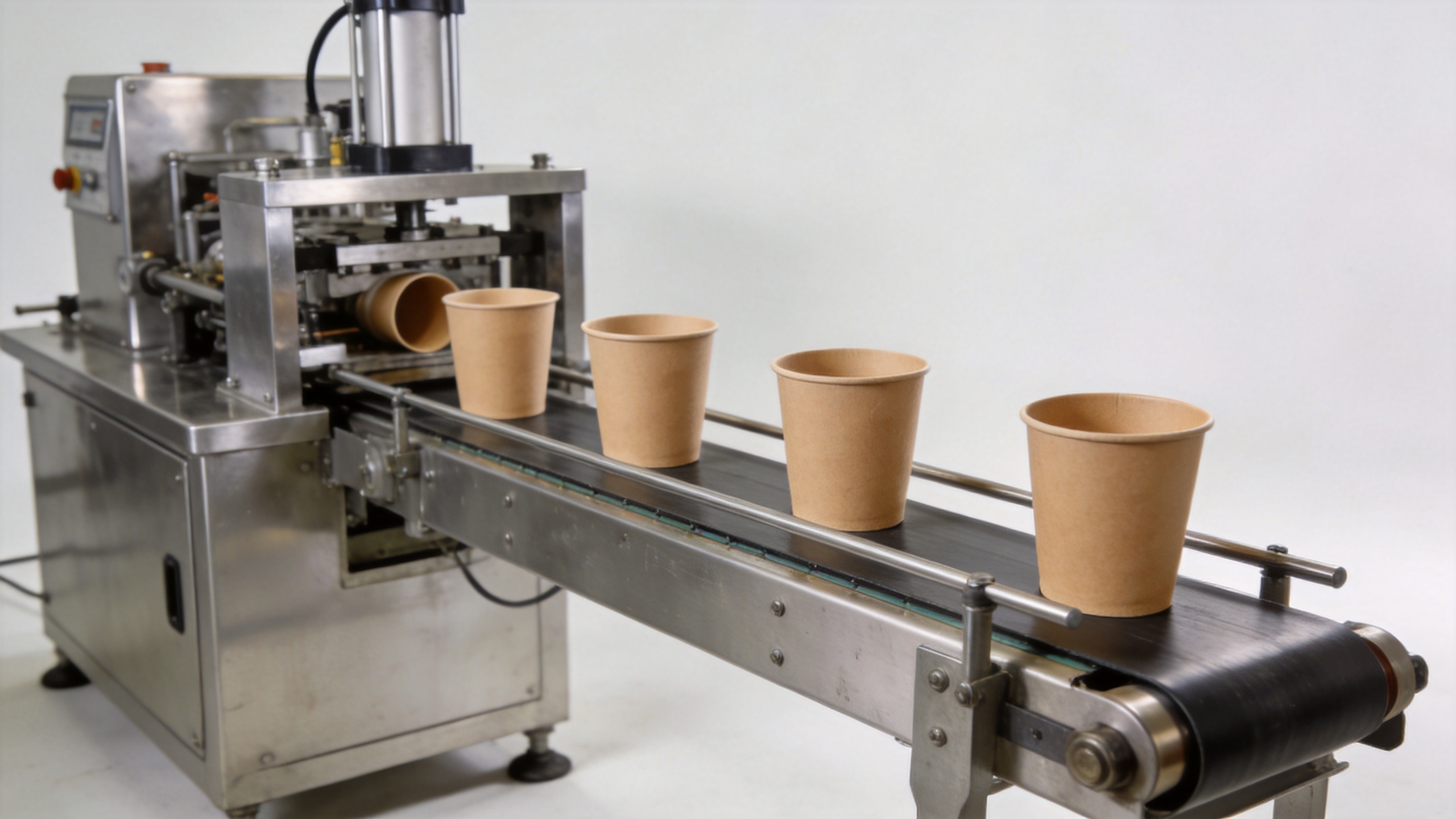 Paper cup forming machine producing plain kraft paper cups
