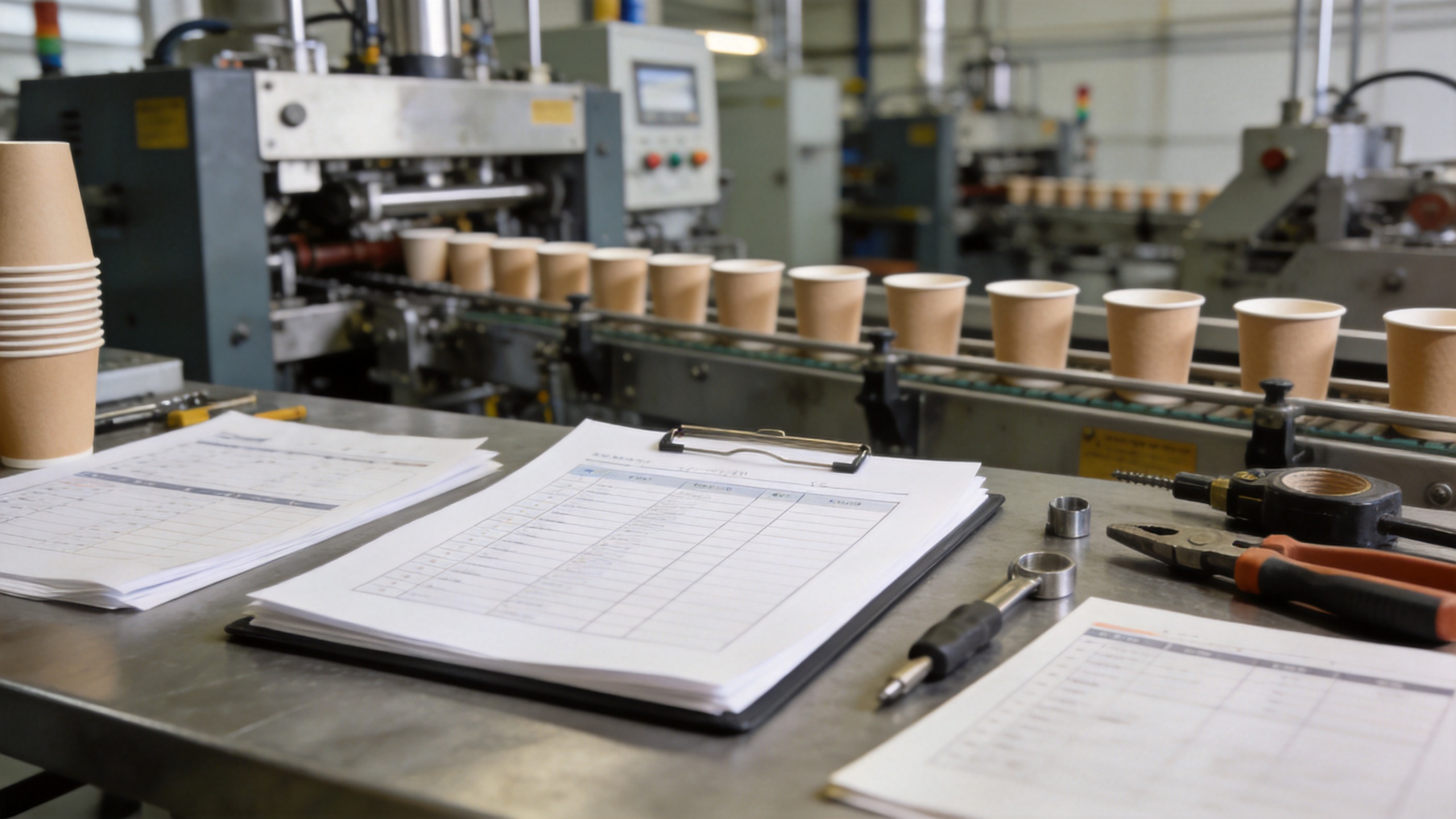 Cup manufacturing machine production planning and maintenance review