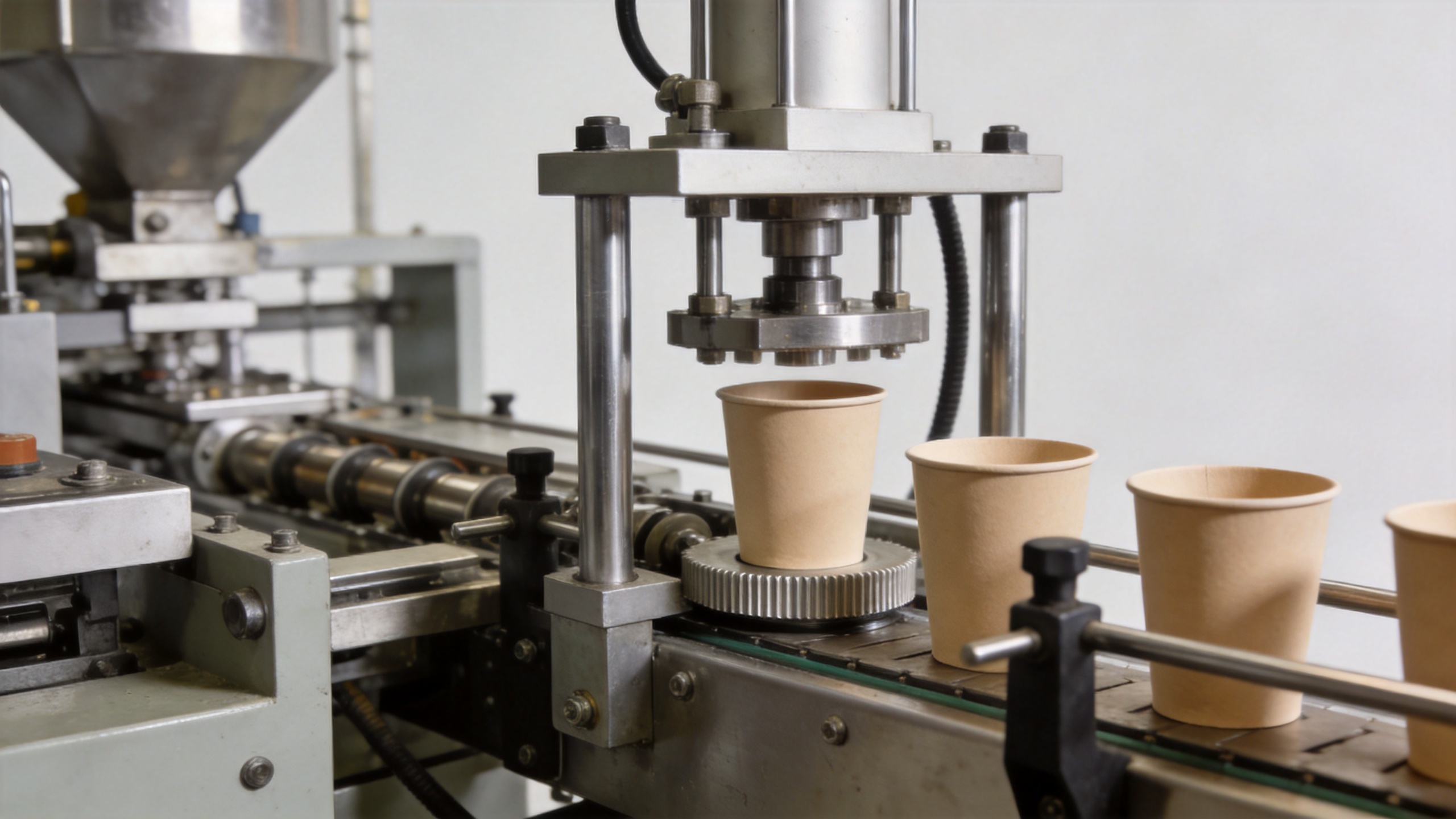 Paper cup forming machine body-forming and bottom-knurling process