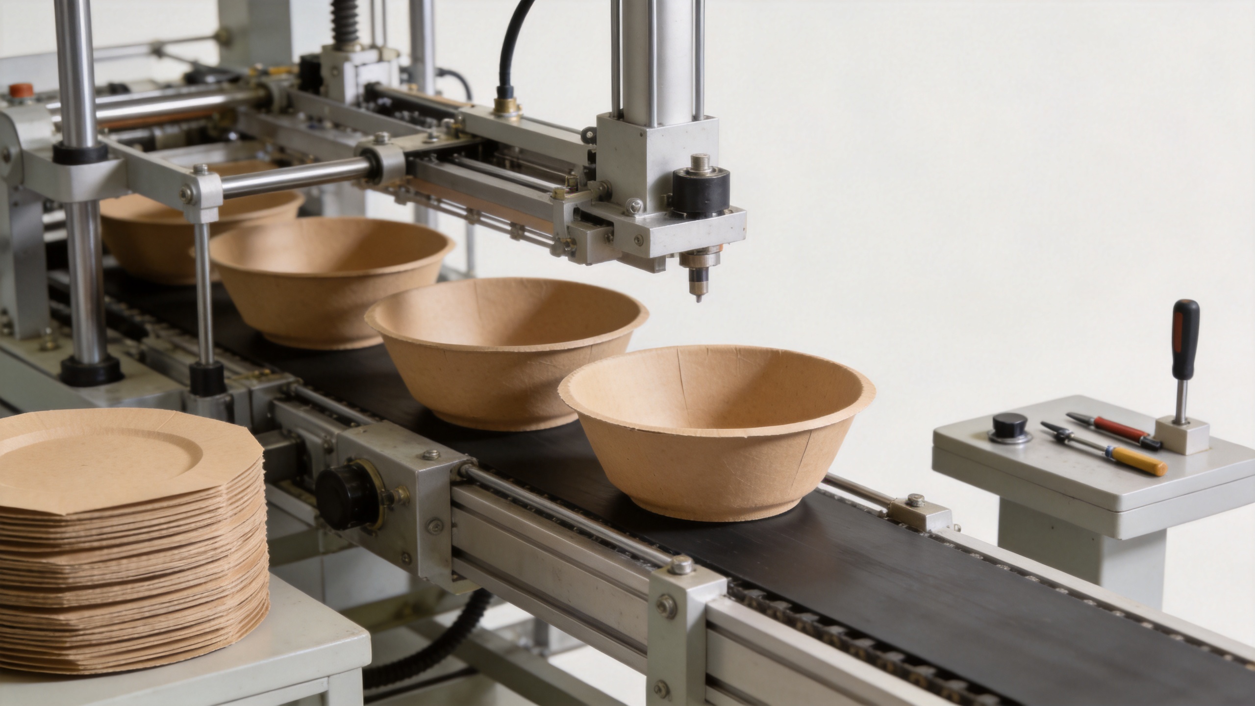 Paper bowl machine forming paper food bowls for eco packaging