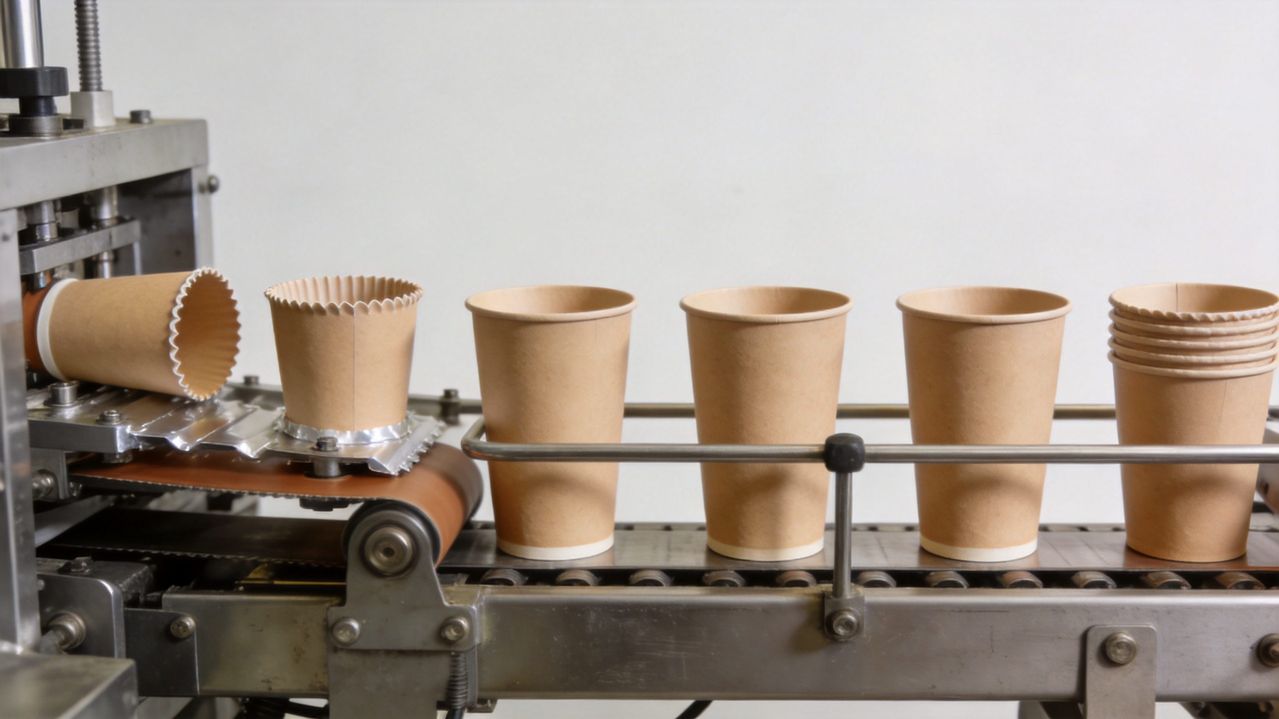 Automated paper cup forming machine processing cup bodies and finished paper cups