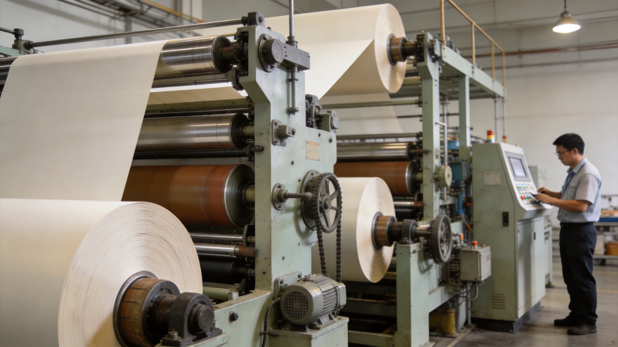 Paper production machine forming, press, and drying sections