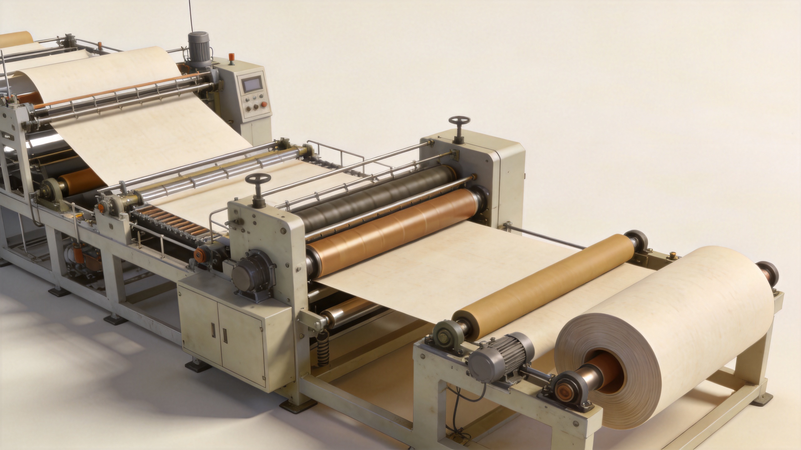 Integrated paper machinery line with forming, pressing, drying, and winding sections