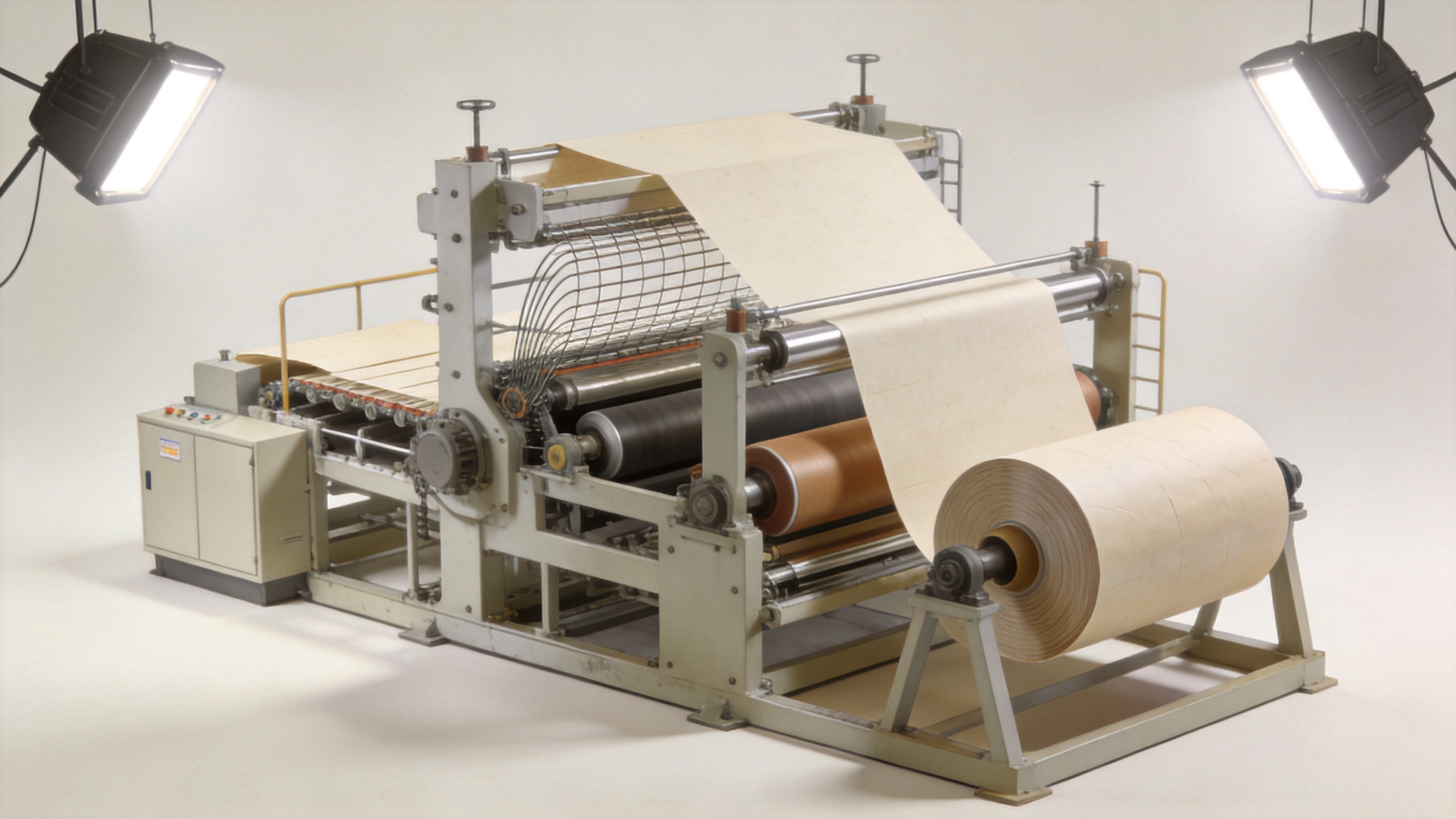 Paper machinery line with forming, press, drying and winding sections