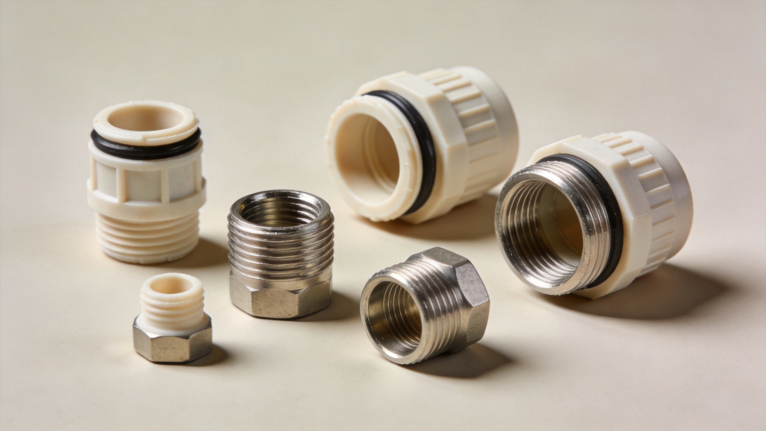 Conduit connector types in different thread standards and materials