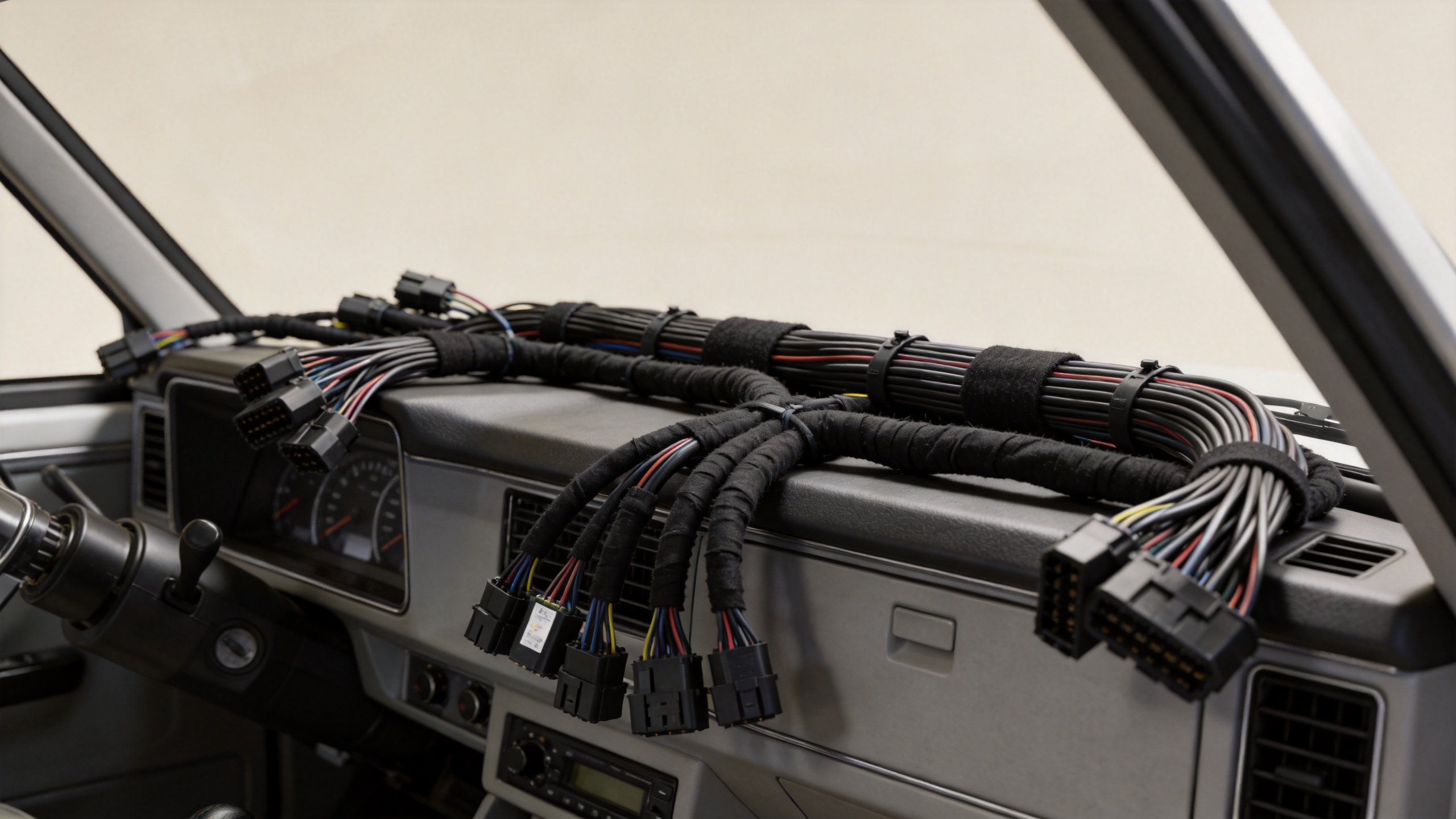 Split wire loom used in automotive engine bay cable management