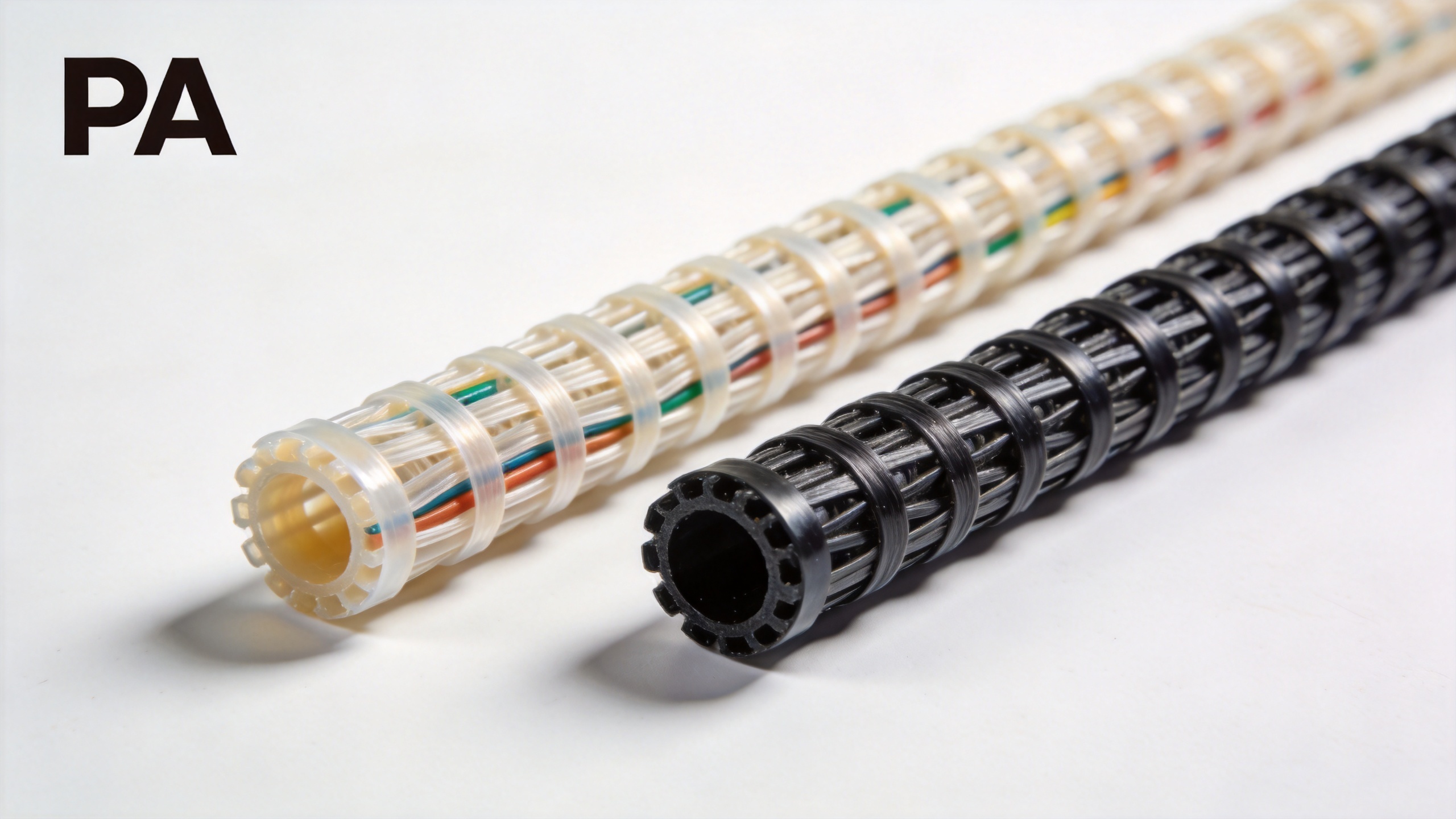 PA nylon and polyethylene split wire loom tubing material comparison for automotive applications