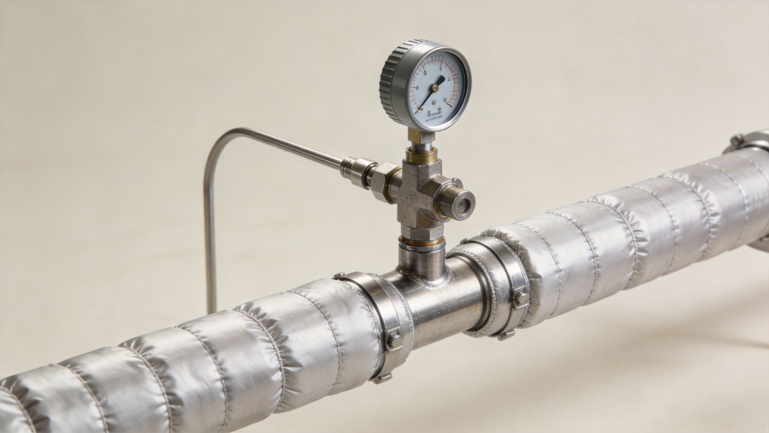 Pipe heating system with insulated precursor transfer line and temperature sensing
