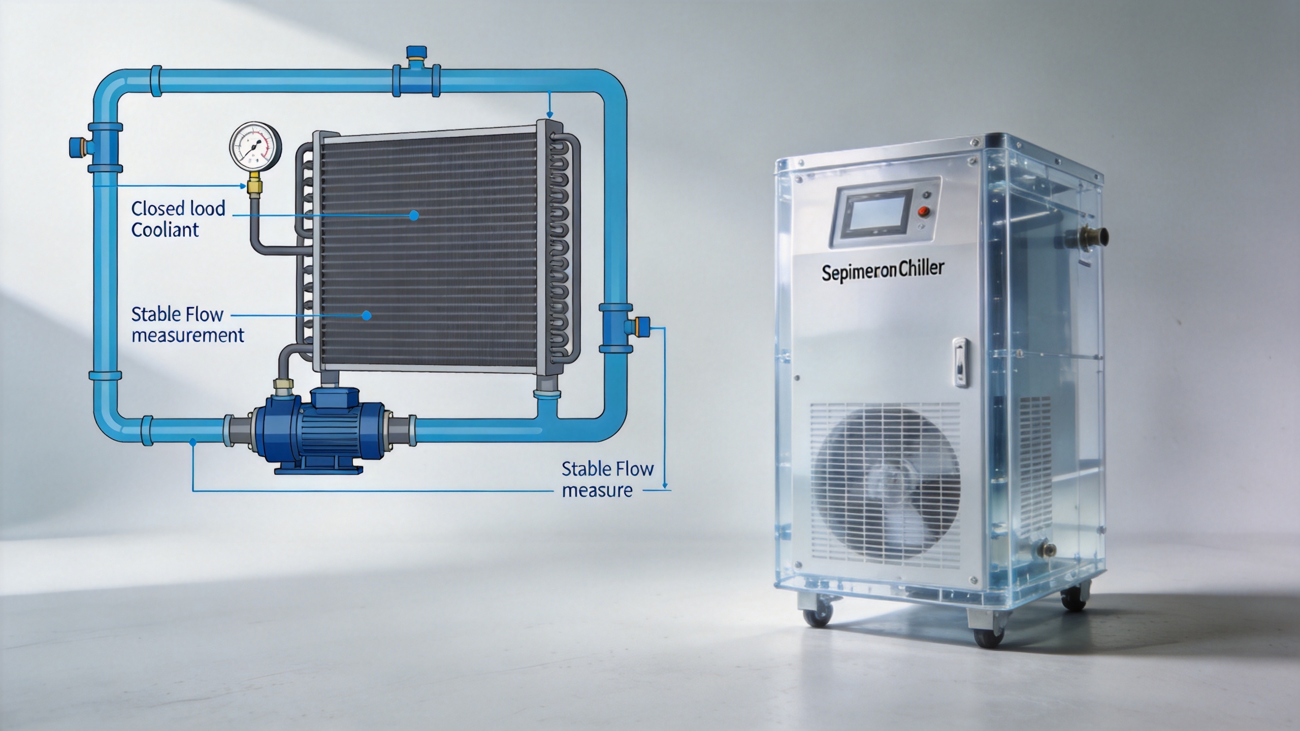 Semiconductor chiller coolant loop and heat exchanger flow control