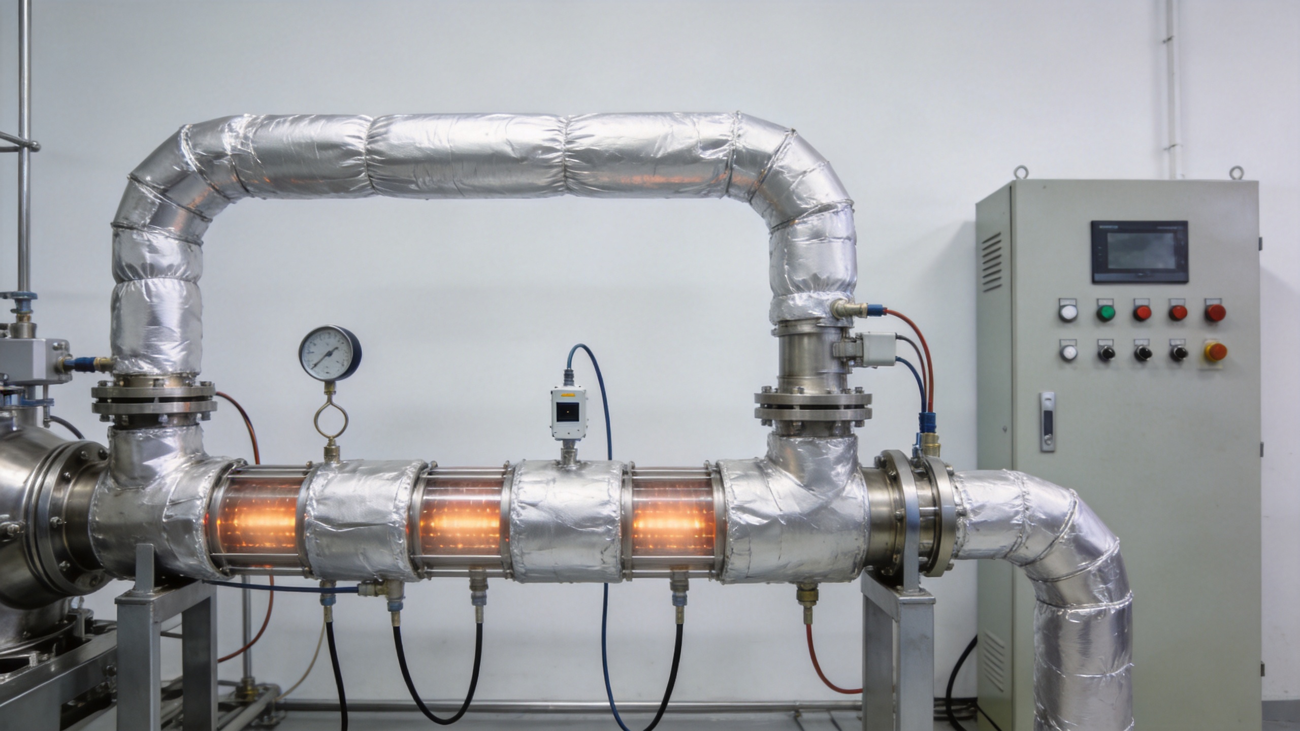 Pipe heating system with controlled zones for semiconductor CVD gas lines