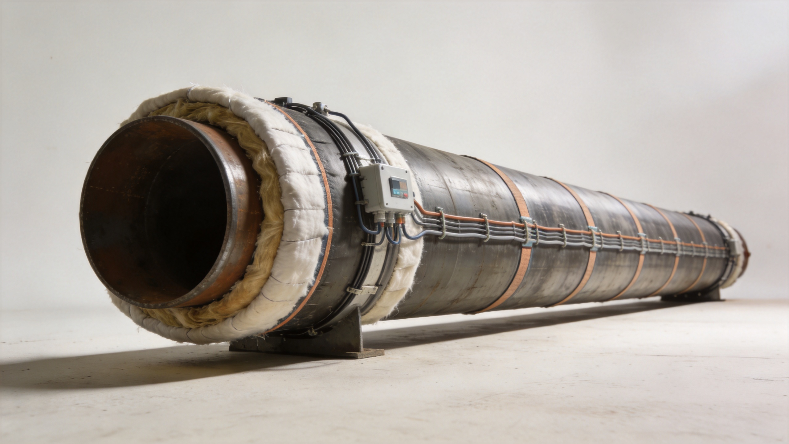 Pipe heating system layout for a long industrial delivery path