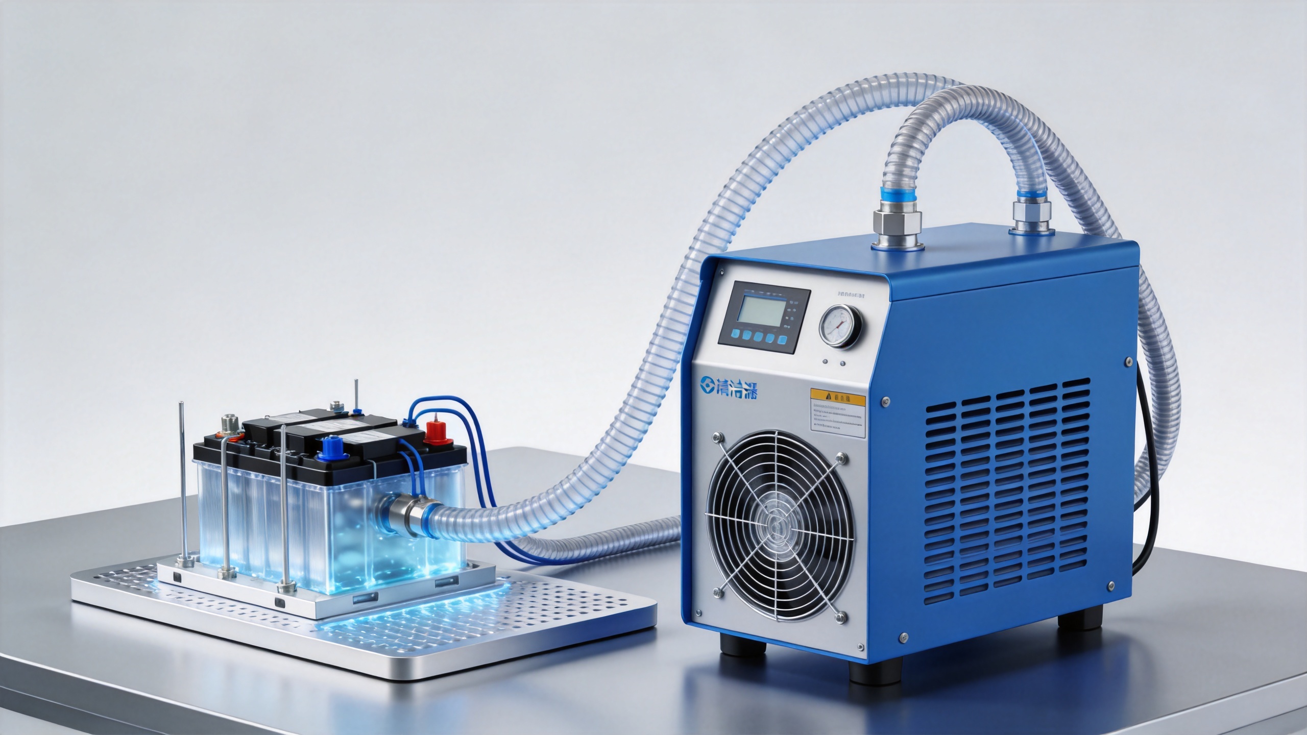 Semiconductor chiller connected to a battery test thermal-control loop