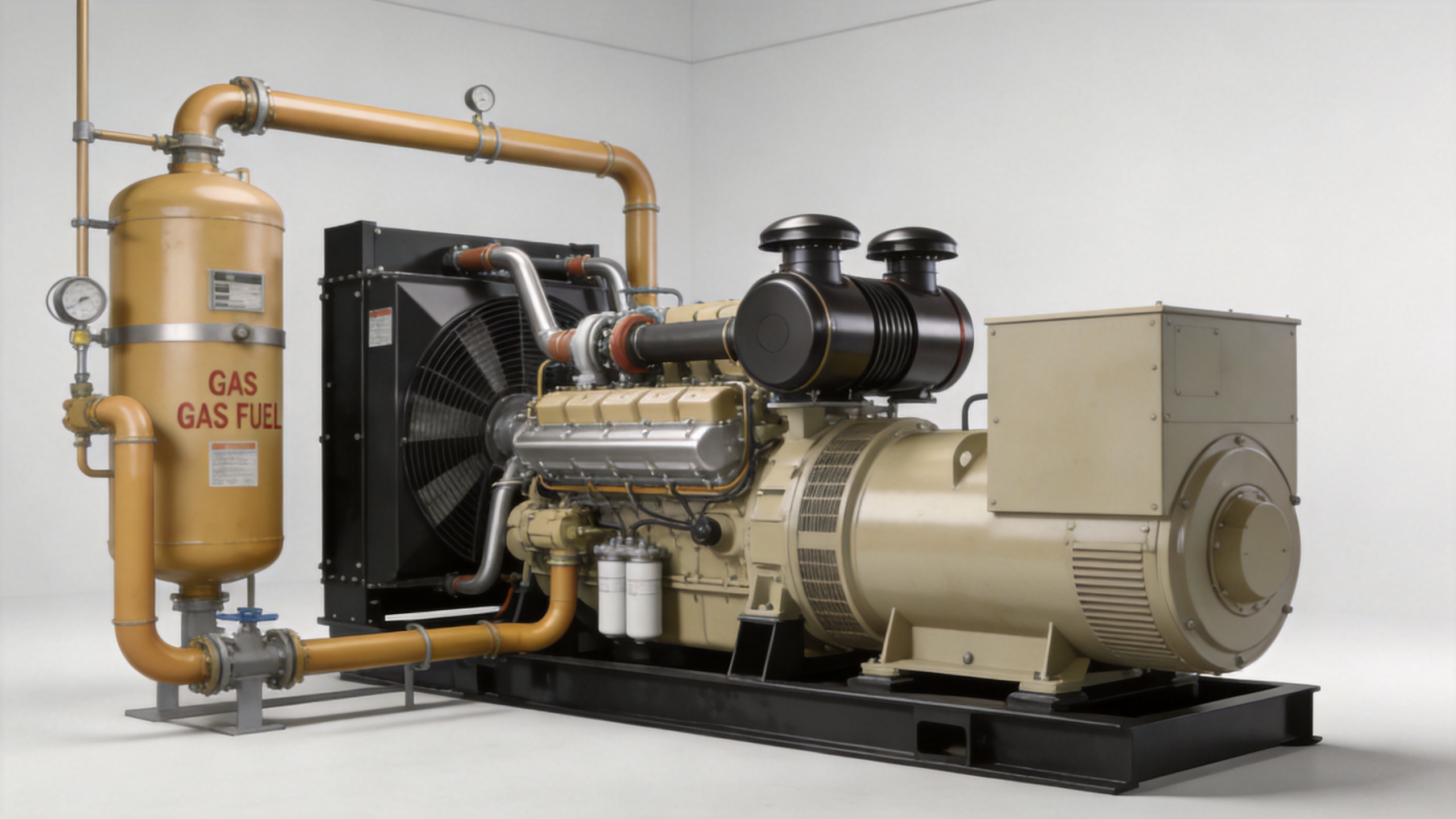 Dual fuel gas generator supporting industrial backup power