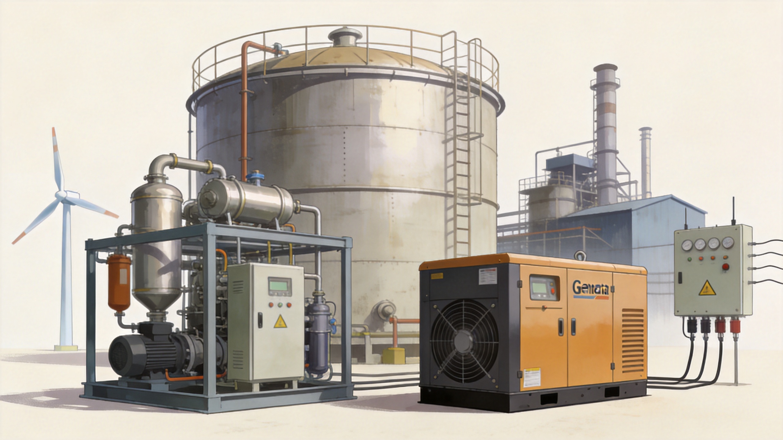 Biogas generator system for converting treated biogas into electricity