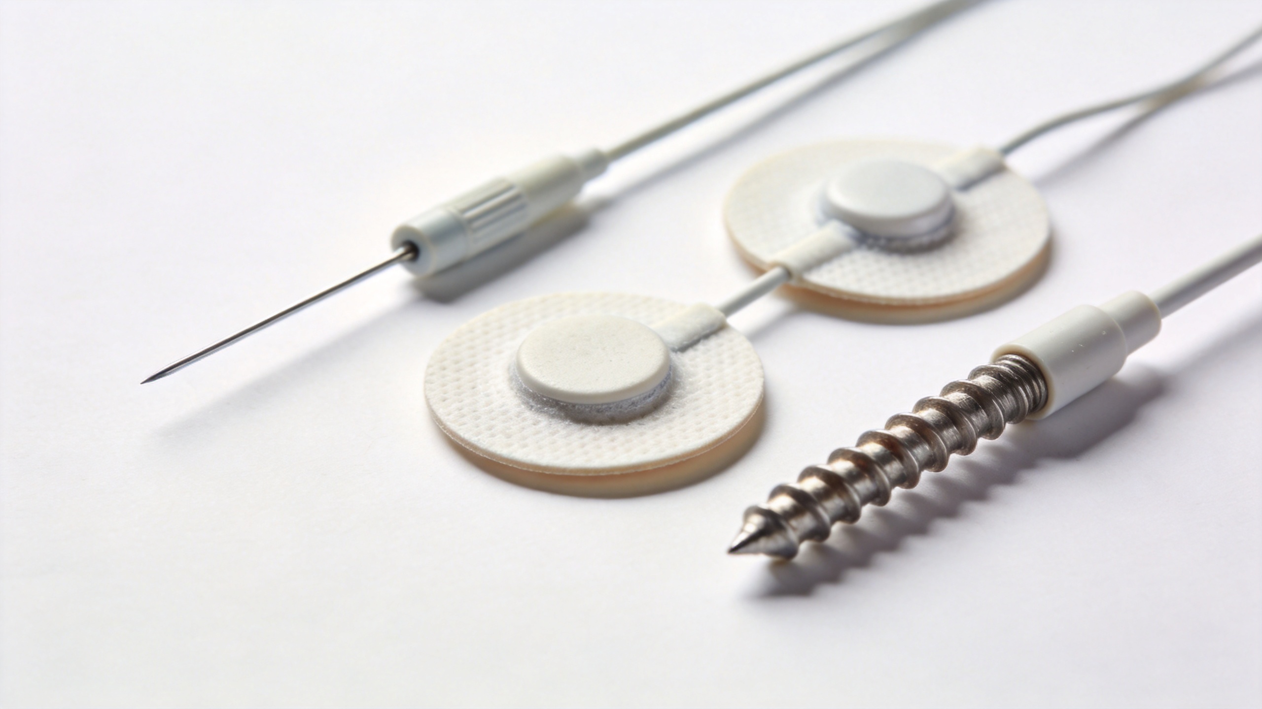 Disposable IONM electrode types for nerve monitoring during surgery: subdermal needle, surface disc and corkscrew electrodes