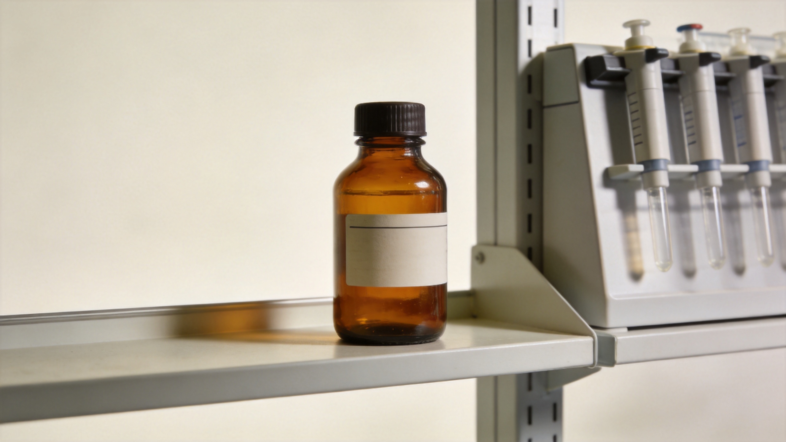 Amber glass reagent bottle for light-sensitive laboratory storage