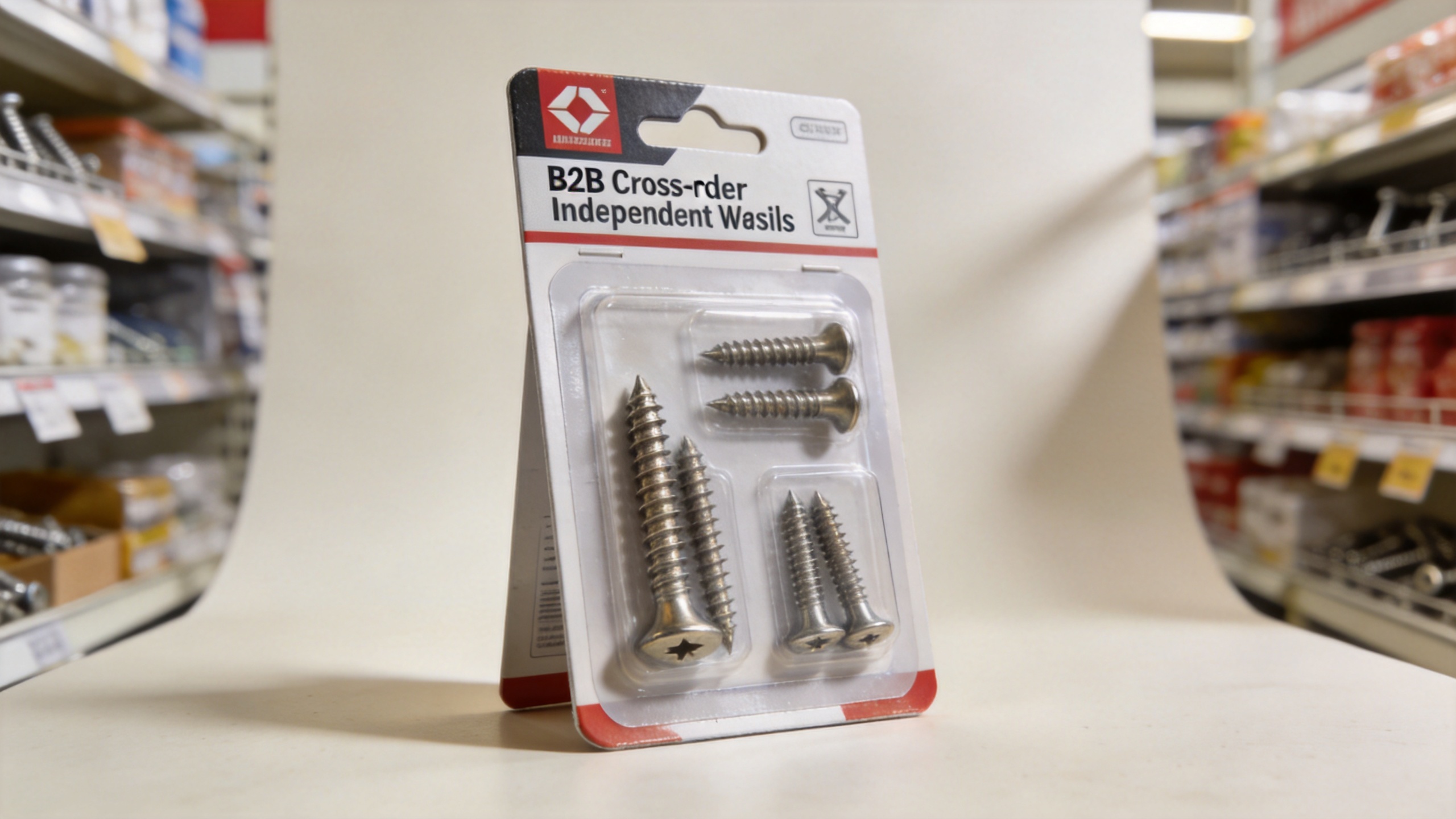 Shelf-ready OEM packaging for hardware fasteners in supermarket retail display
