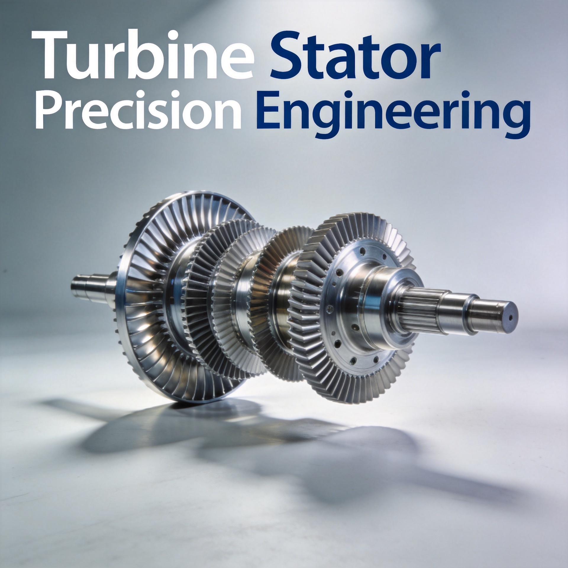Hvilke smedede komponenter udgør den komplette turbine-stator-assembly?