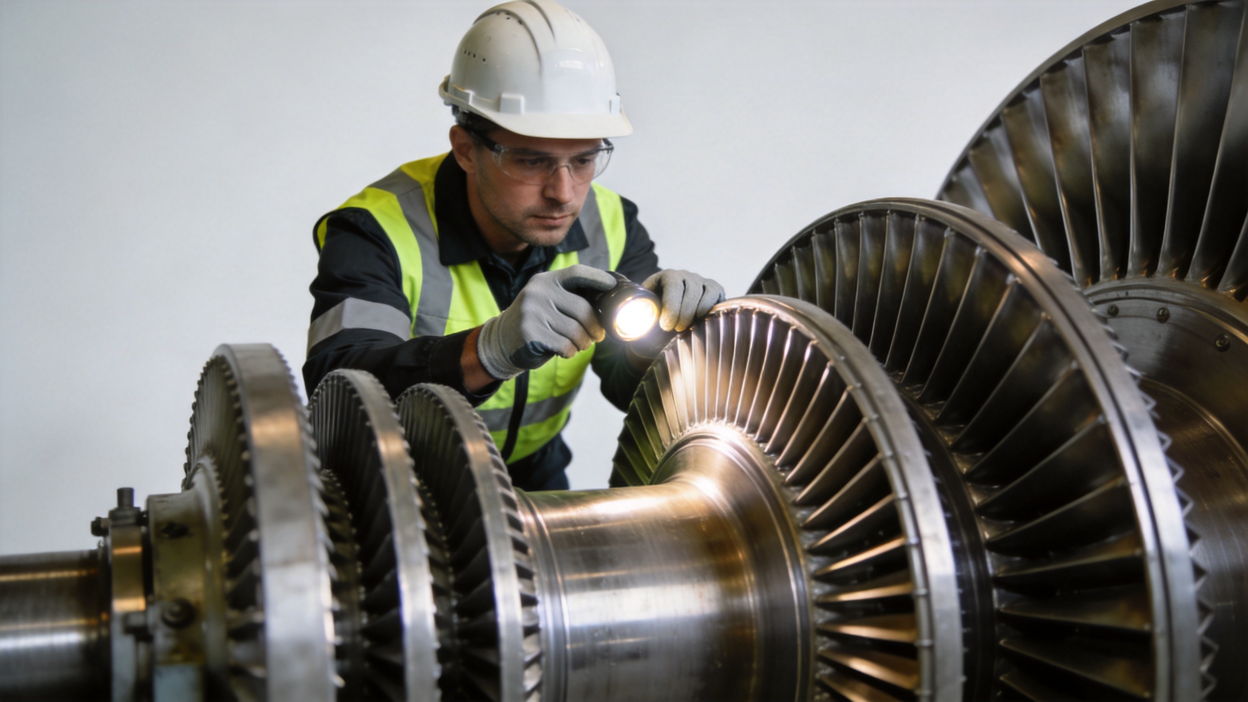 Gas turbine compressor maintenance inspection in a power generation facility