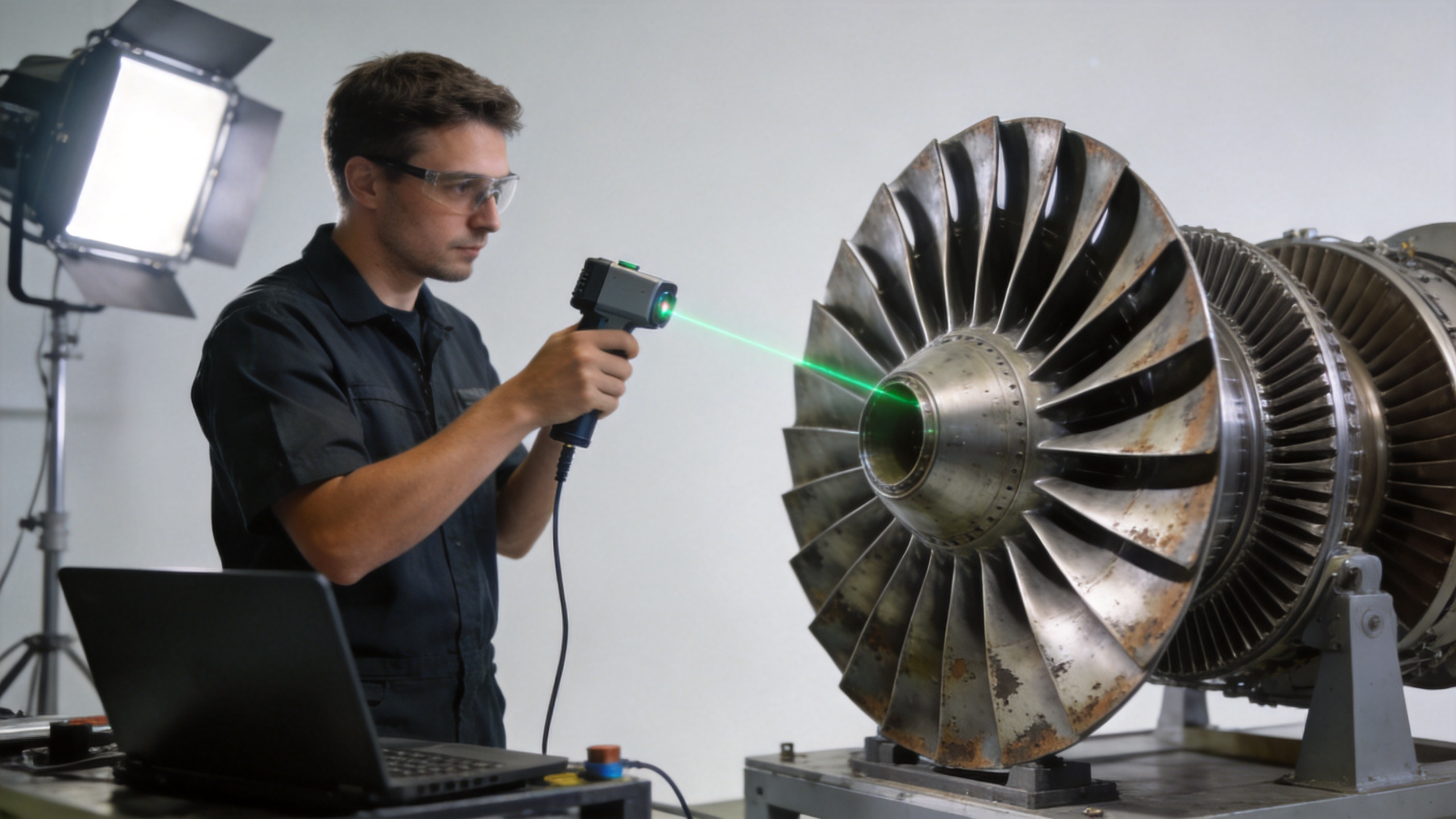 3D scanning of worn jet engine blade airfoil during MRO reverse engineering inspection