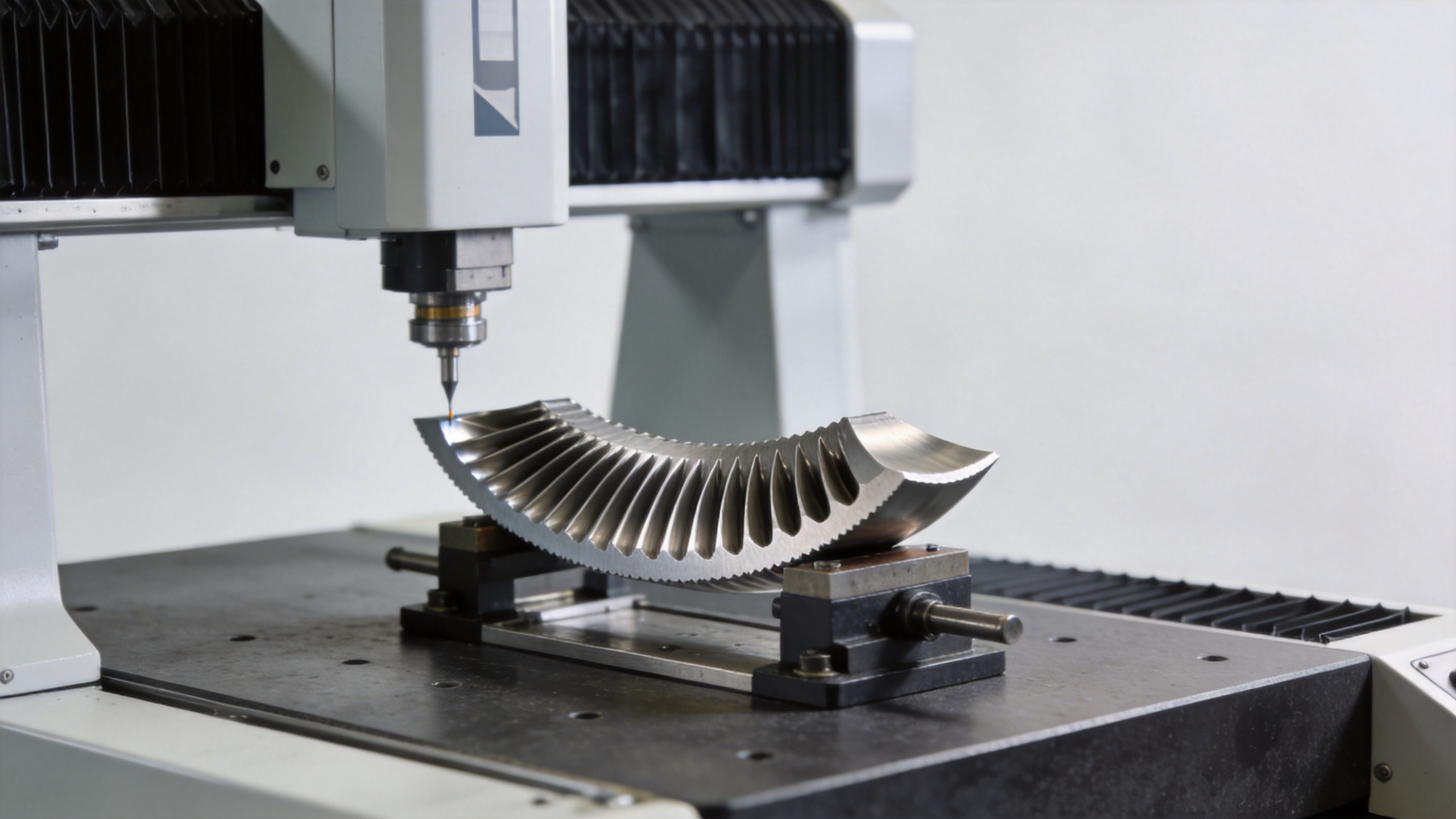 Aerospace turbine airfoil dimensional inspection on CMM equipment for airfoil precision verification