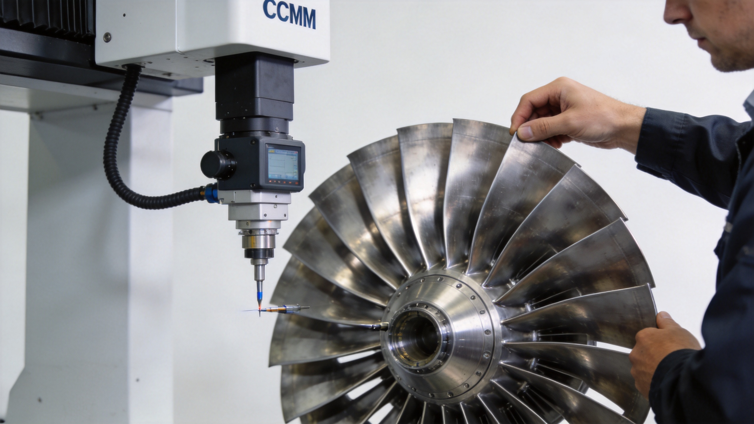 CMM dimensional inspection of jet engine compressor blade geometry