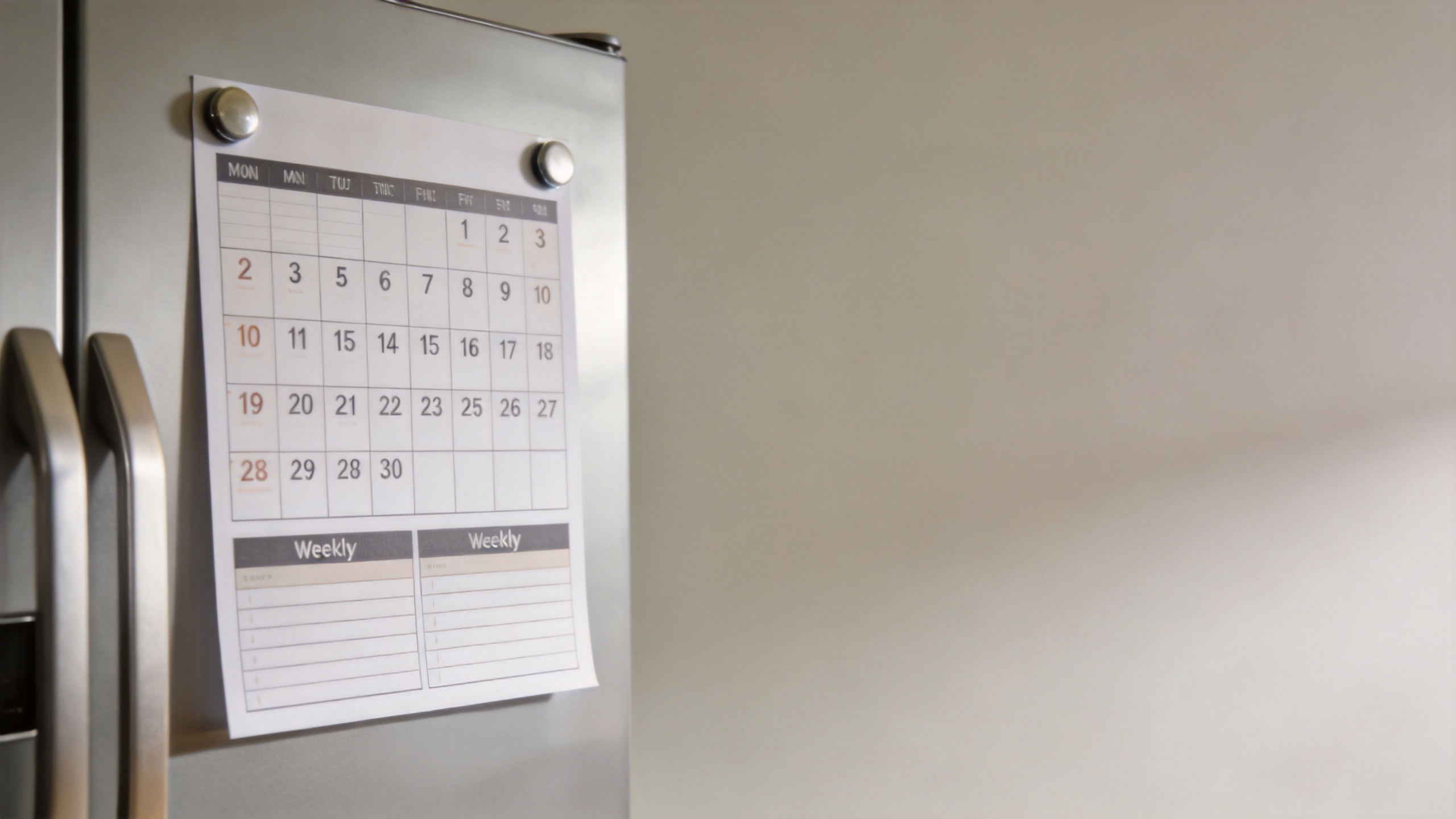 Monthly magnetic dry erase calendar for shared home and office planning