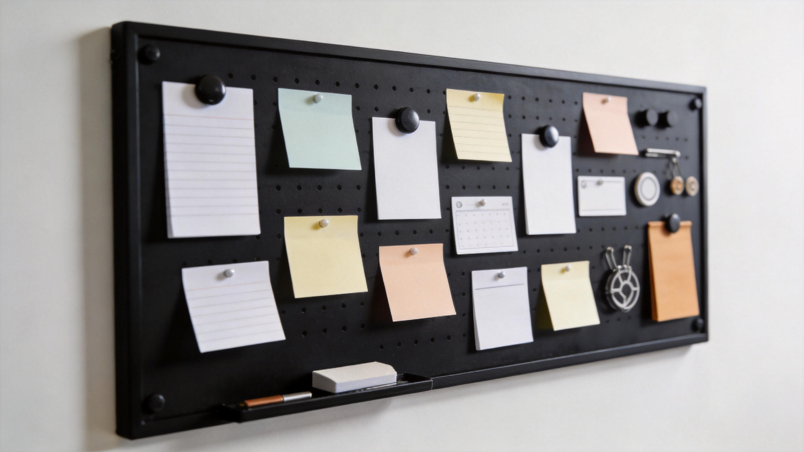 Black magnetic board in a modern office planning setting
