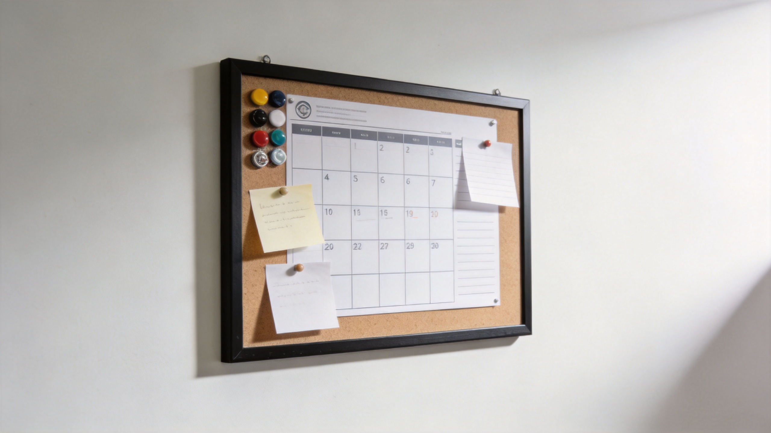 Magnetic board for wall in an organized home office