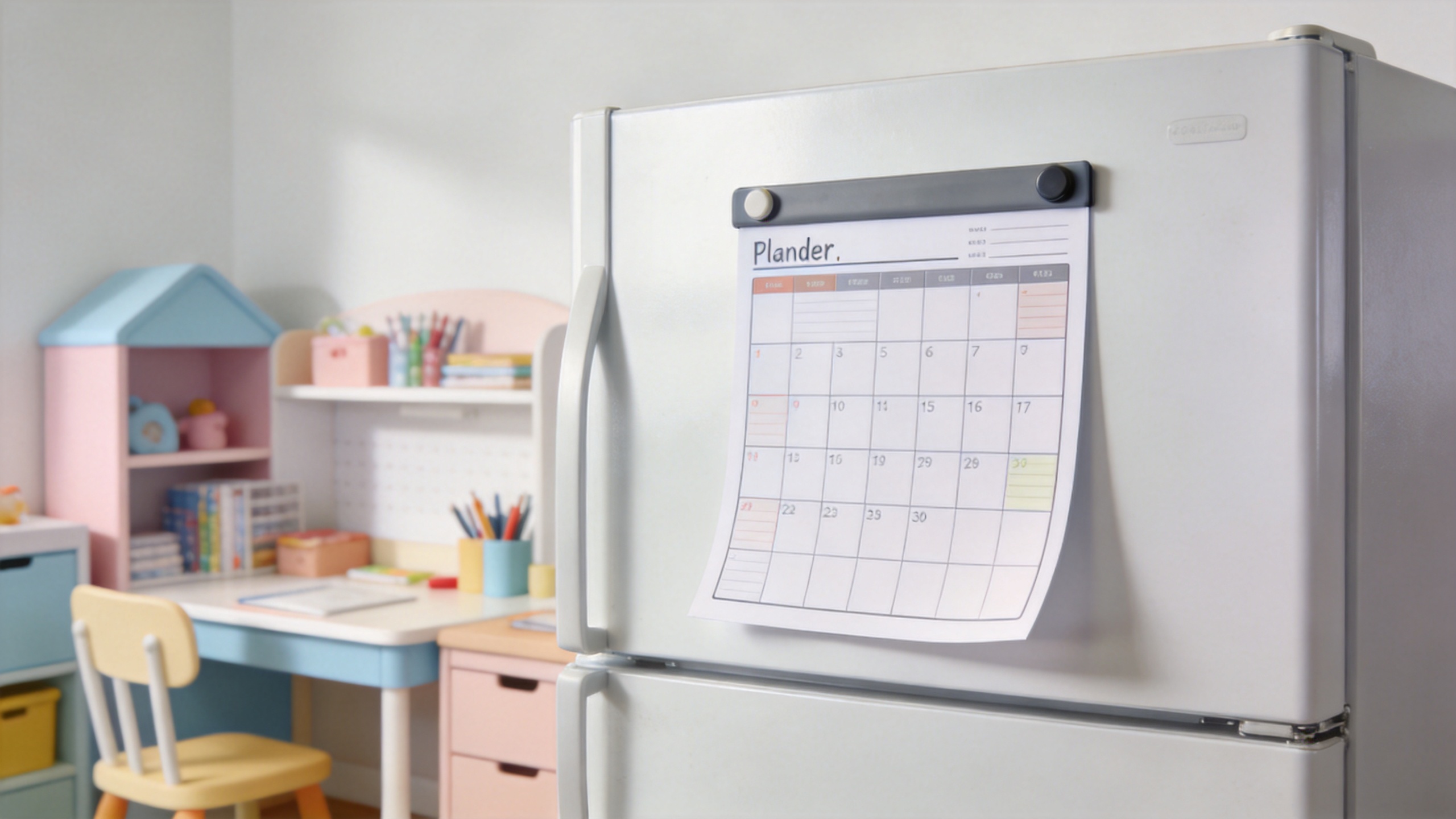 Soft whiteboard used as a flexible magnetic planner in a home learning space
